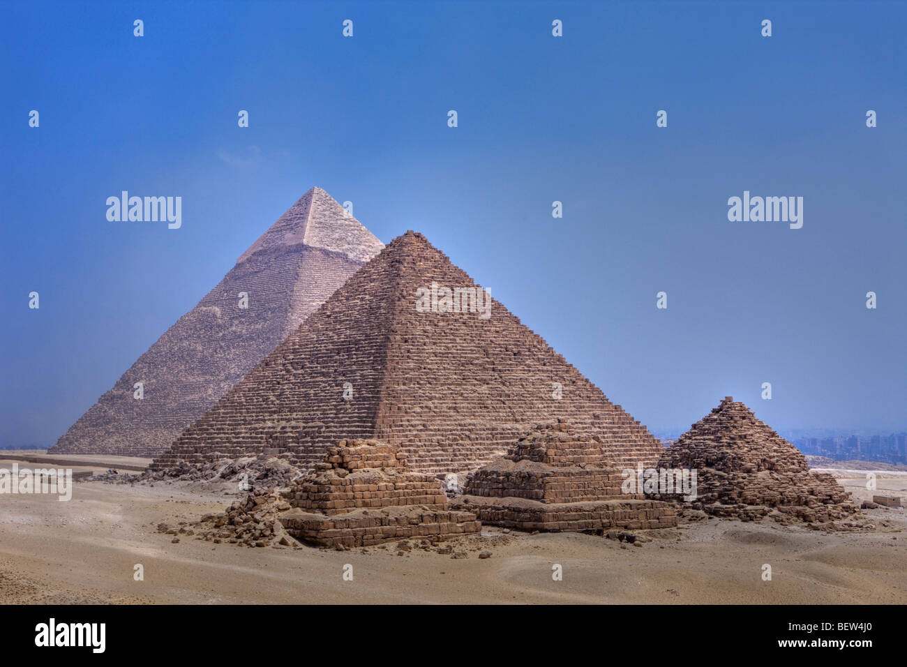 Pyramides de Gizeh, Le Caire, Egypte Banque D'Images