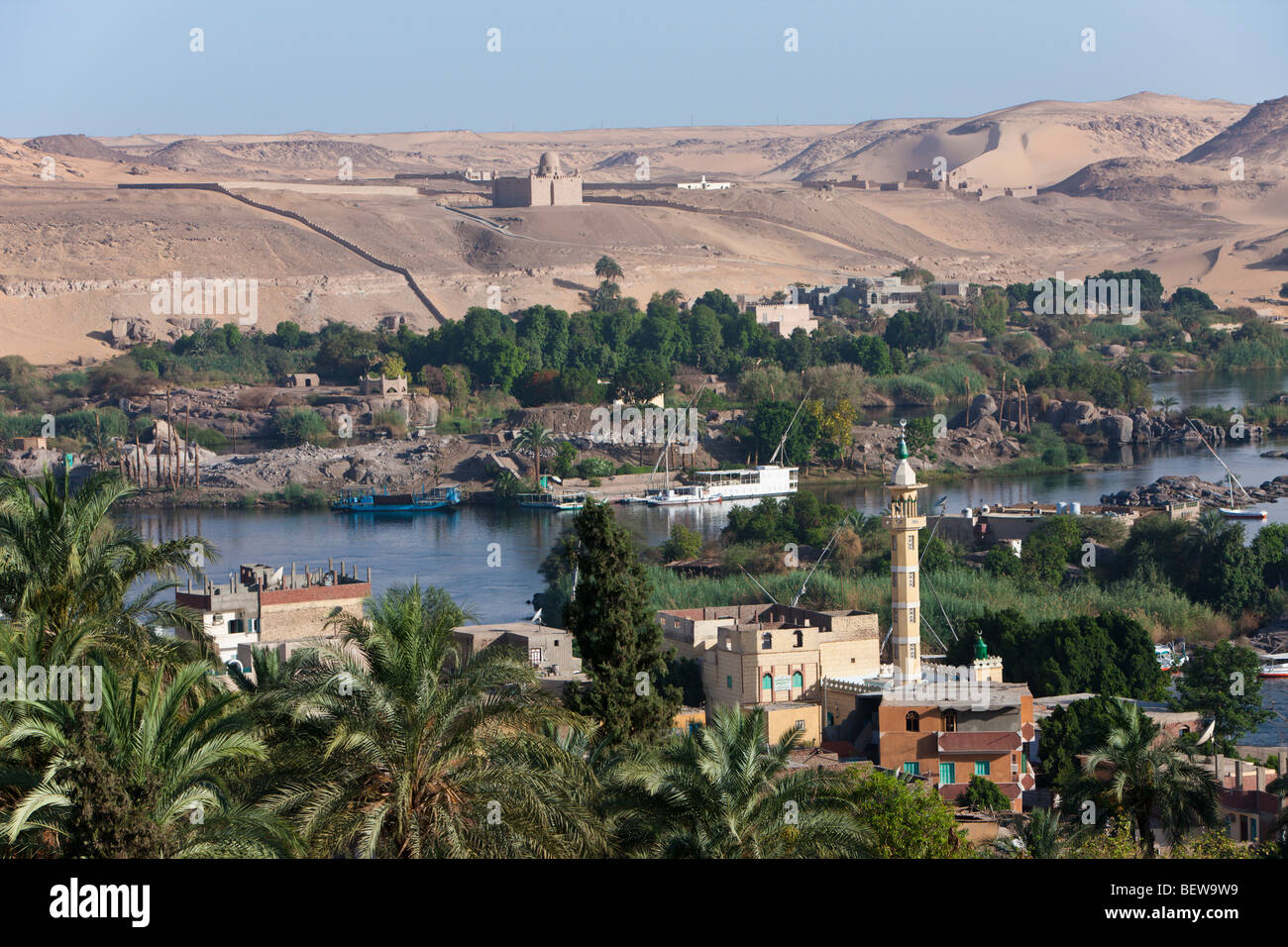 Vue sur le paysage du Nil d'Assouan, Assouan, Egypte Banque D'Images