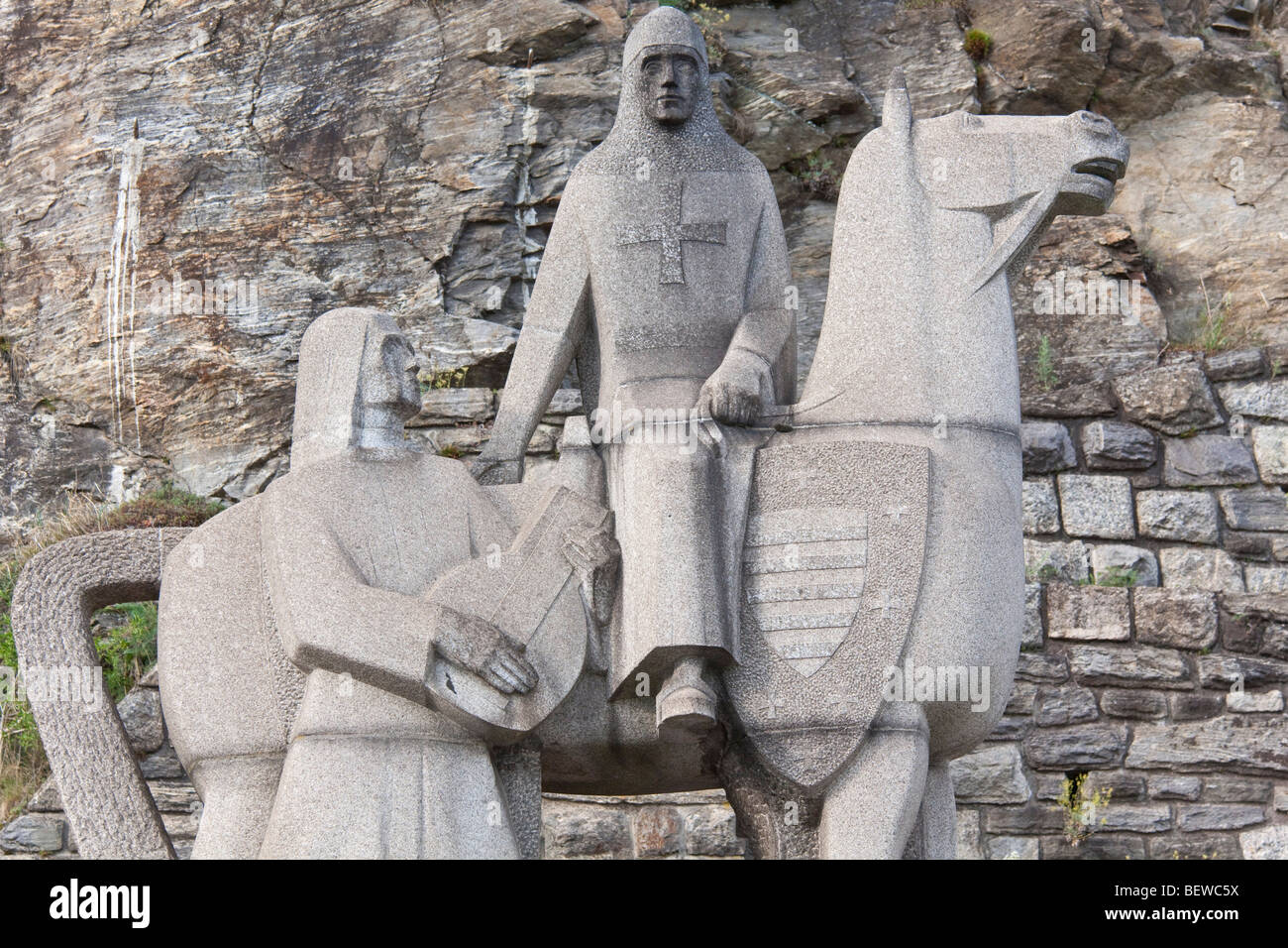 Sculpture de Richard Lionheart et Blondel de Nesle près de Dürnstein, Autriche Banque D'Images