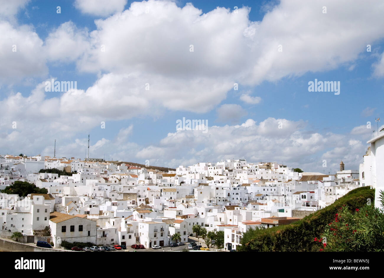 Village blanc de Vejer de la Frontera, Costa de La Luz, Andalousie Espagne. Pueblos Blancos. Banque D'Images