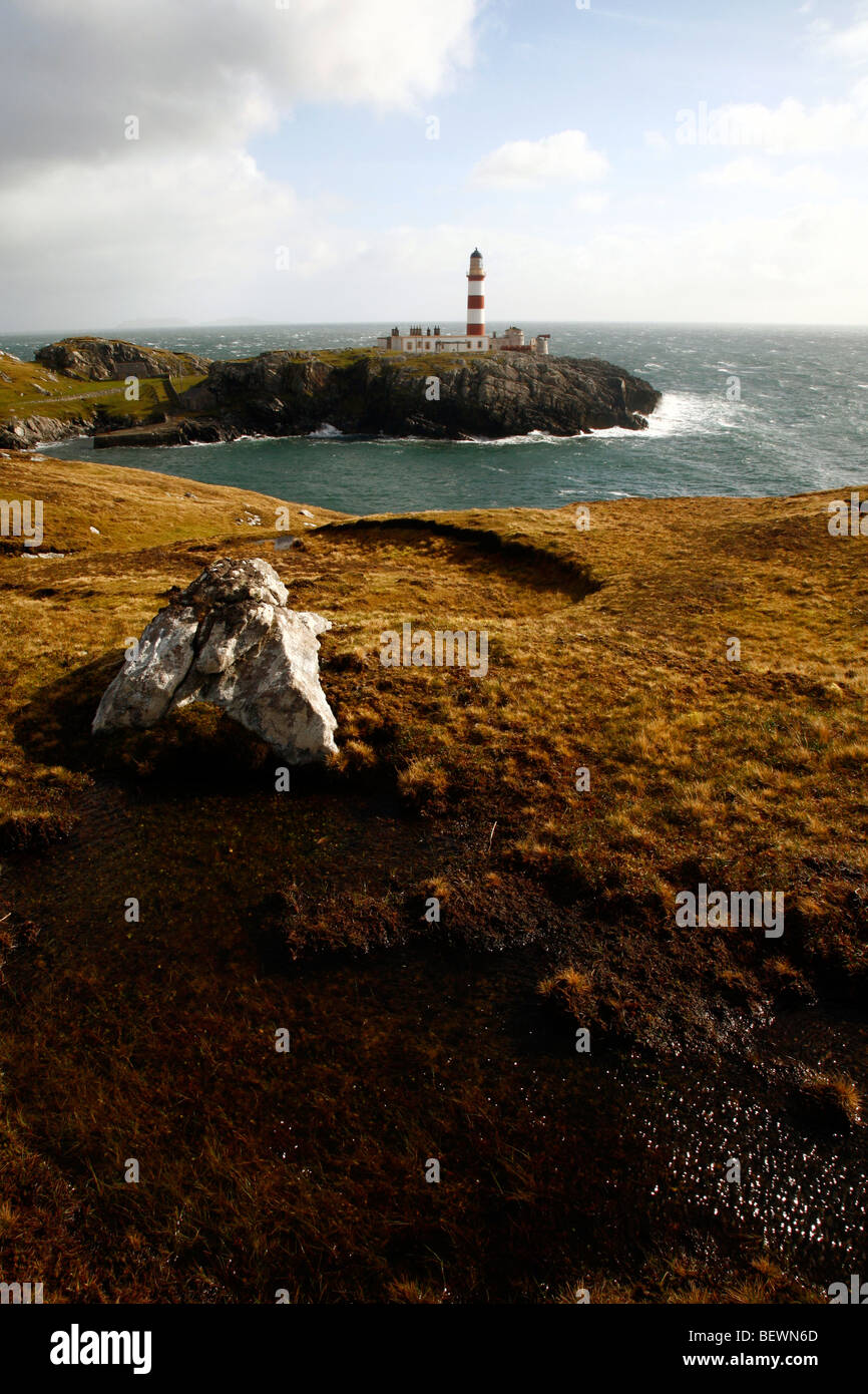 Eilean Glas Leuchtturm,à l'île de Scalpay, Isle Of Lewis, Western Isles,Outer Hebrides, Ecosse, Royaume-Uni. Banque D'Images