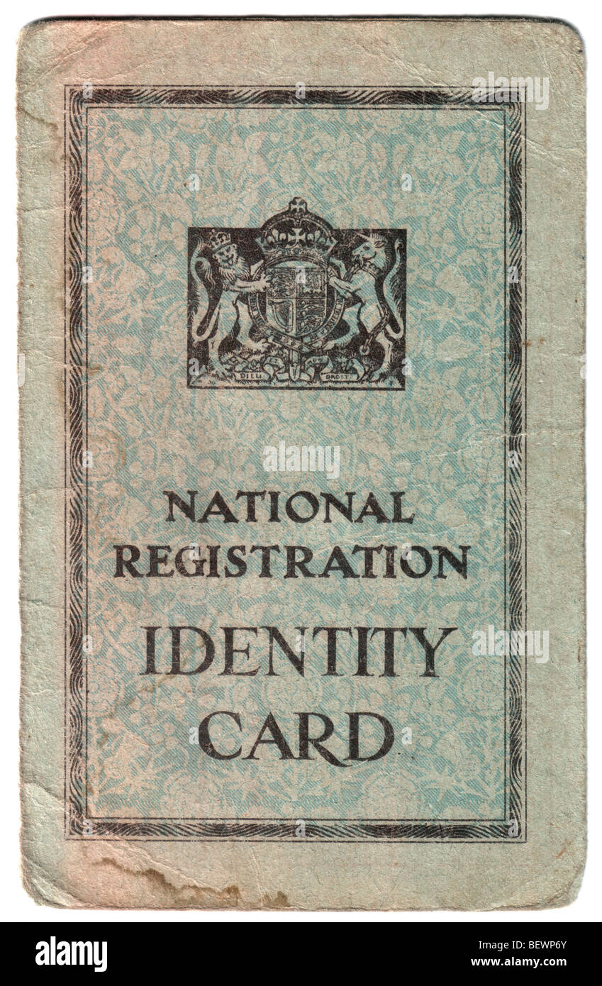 Carte d'identité nationale d'inscription Britsh Banque D'Images
