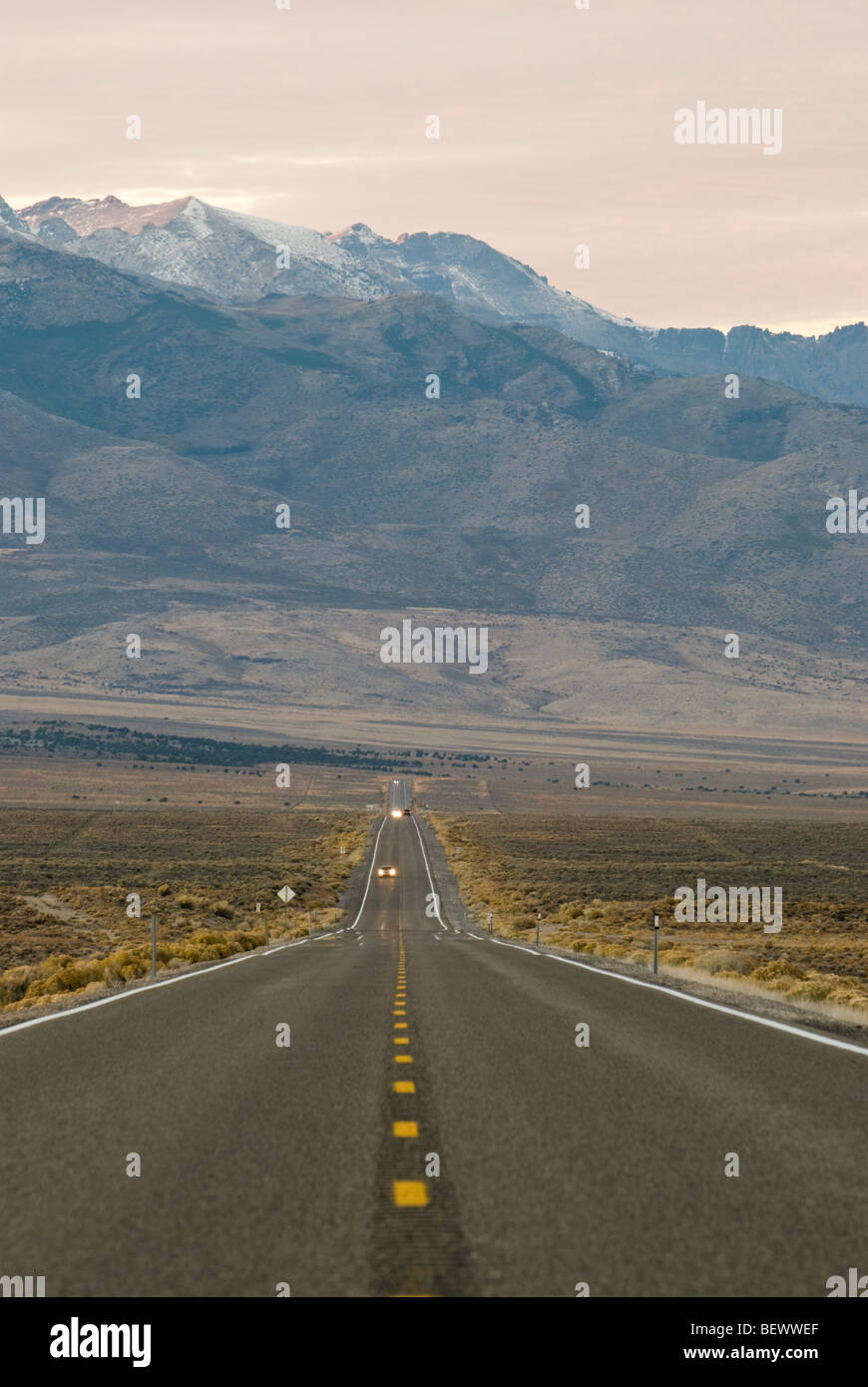 L'autoroute 93 au Nevada, USA. Banque D'Images