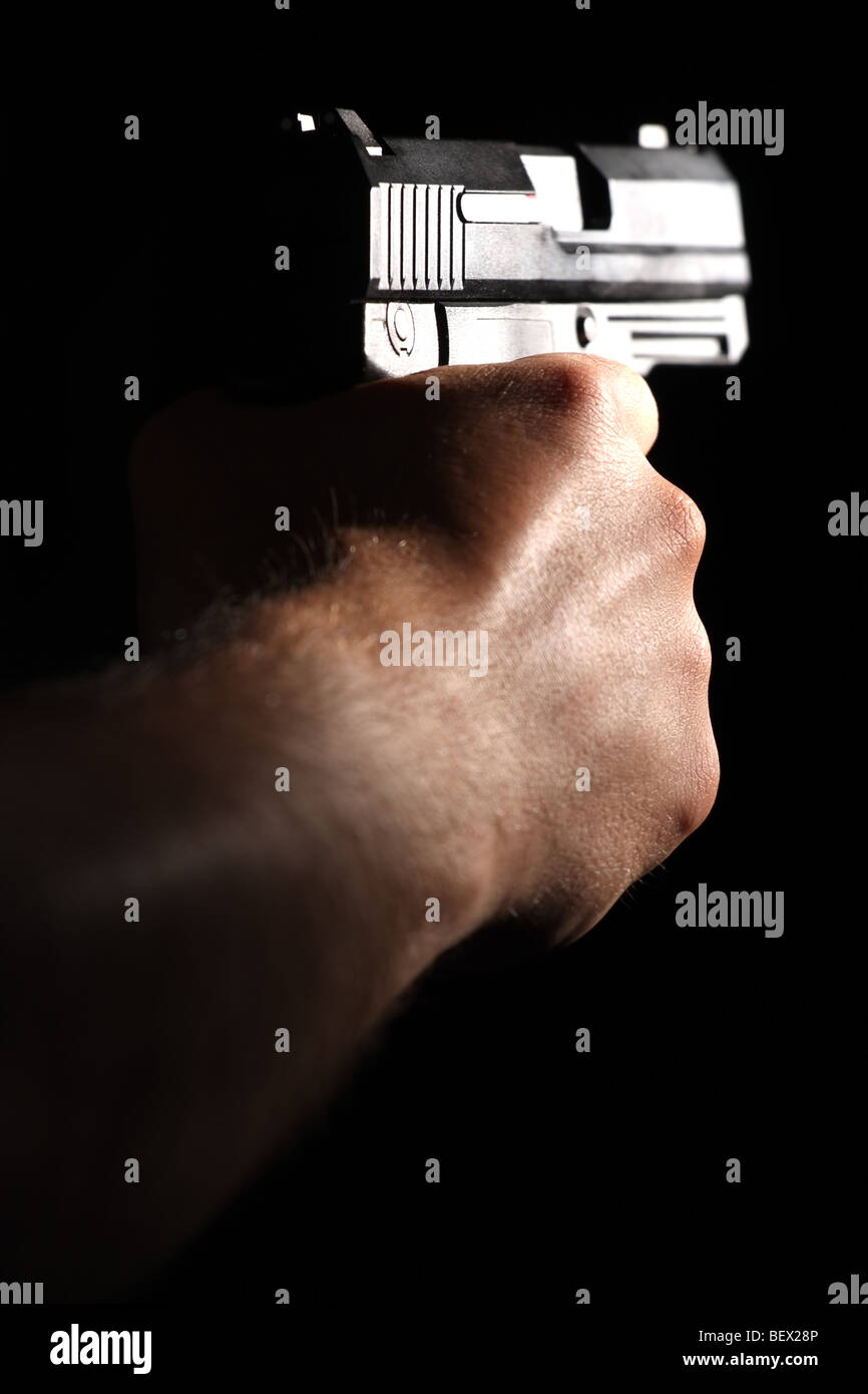 Un homme l'adherence aim. Banque D'Images