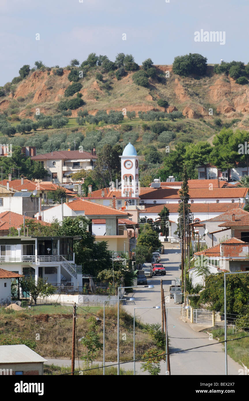 Simantra ville centrale en Chalcidique Grèce du nord Région située dans une zone de production d'olive Banque D'Images