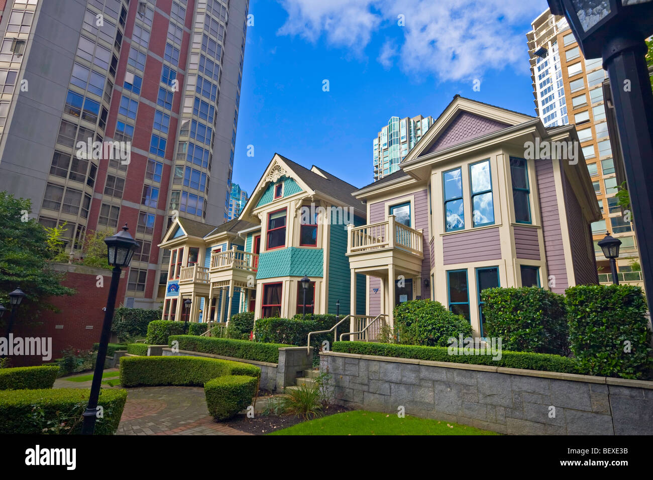 Dans les maisons victoriennes de l'architecture de style Queen Anne, construite entre 1893 et 1895, dans le centre-ville de Vancouver (Colombie-Britannique), C Banque D'Images