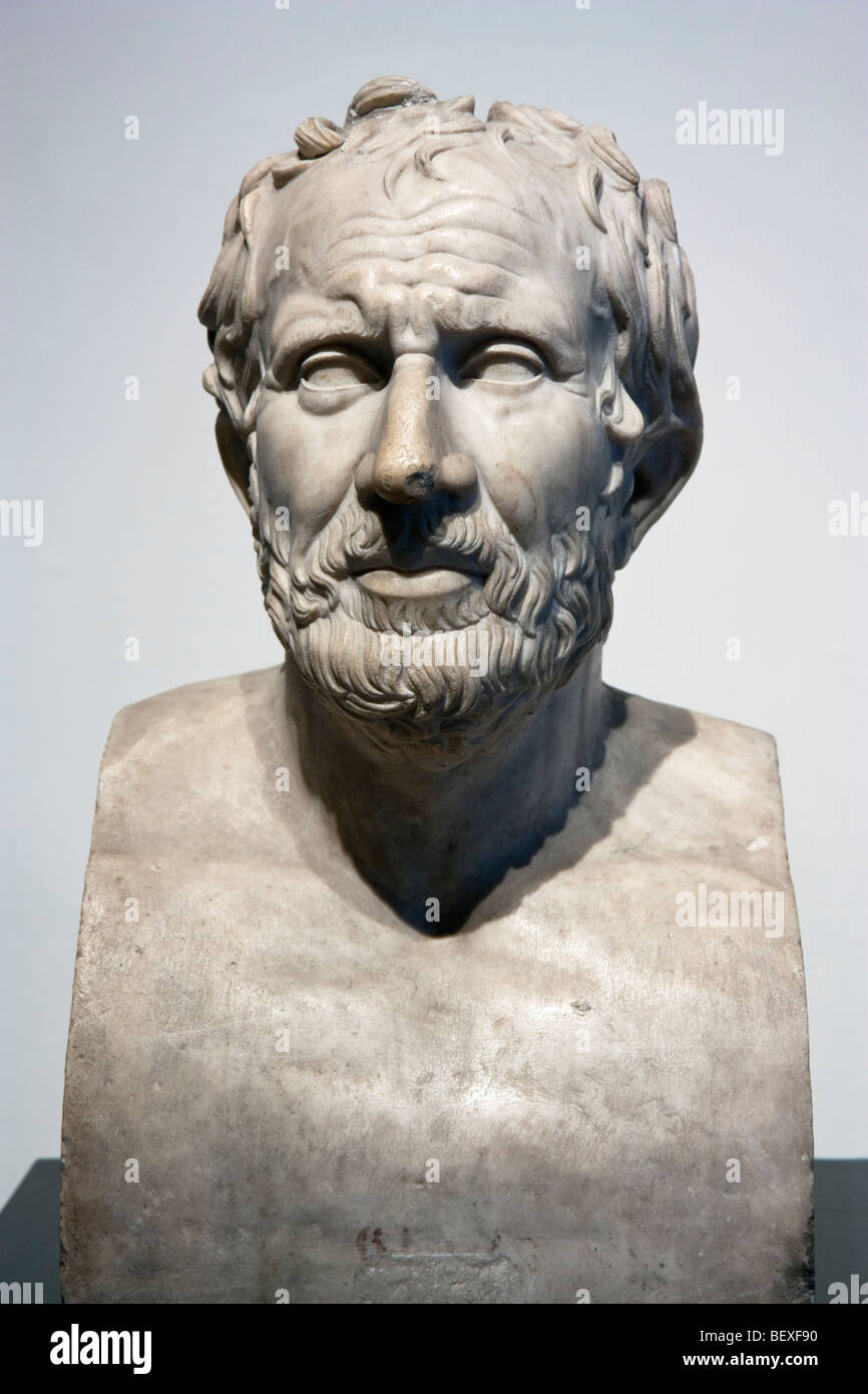 Buste du philosophe grec Panyassis de Halikarnassos. Banque D'Images