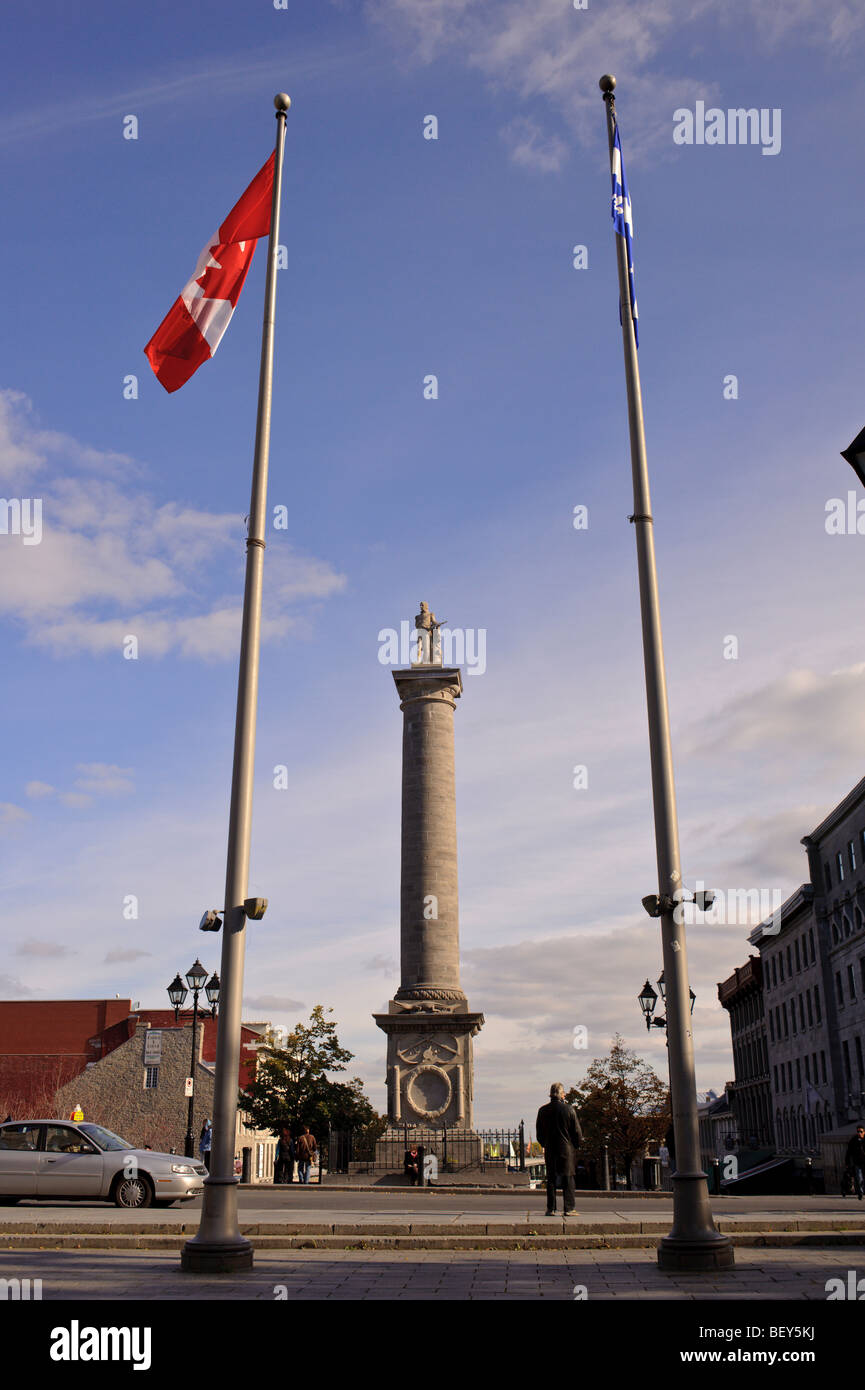 Monument Nelson, dans le Vieux Montréal sur la rue Notre-Dame Est Banque D'Images