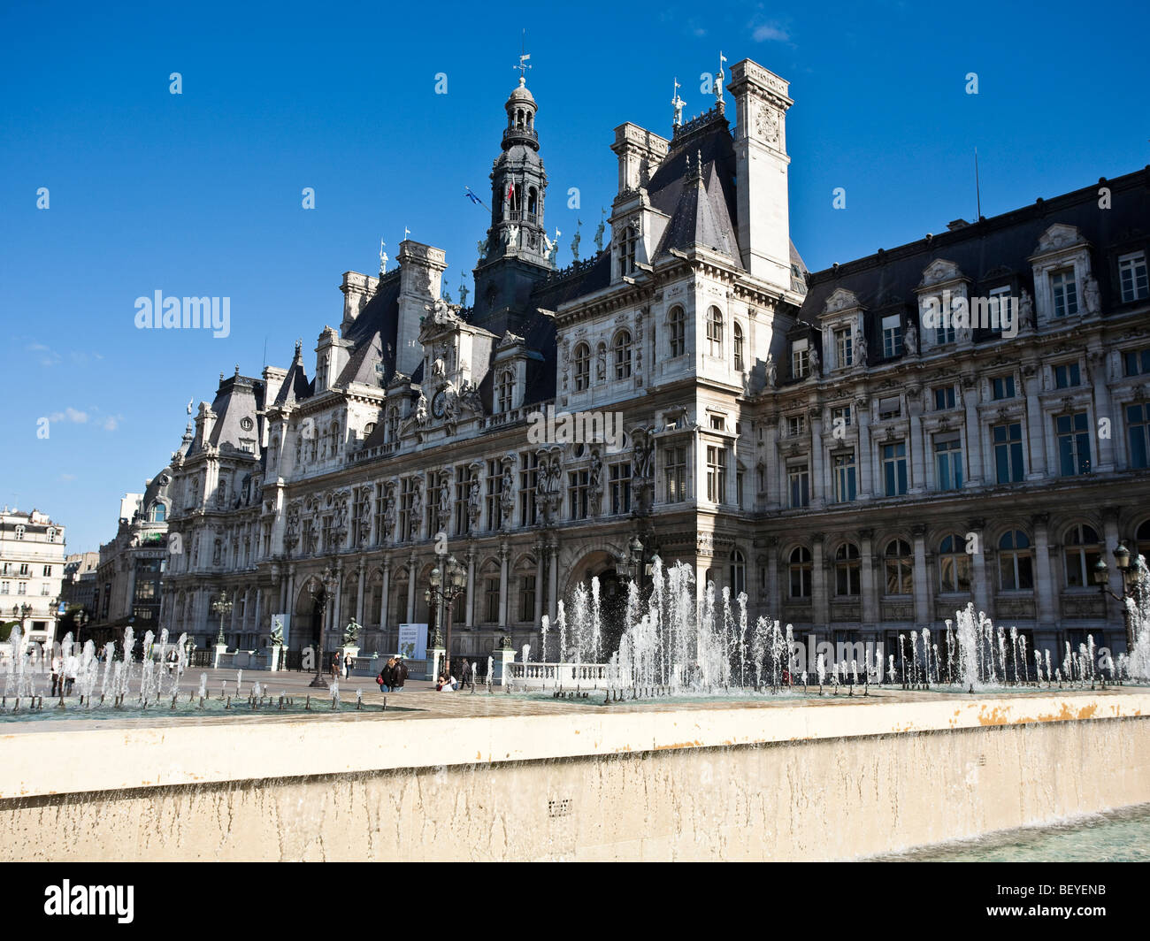 Hôtel de Ville l'hôtel de ville de Paris est une reconstruction du xixe siècle. L'original a été brûlé à la Commune de Paris 1871 Banque D'Images