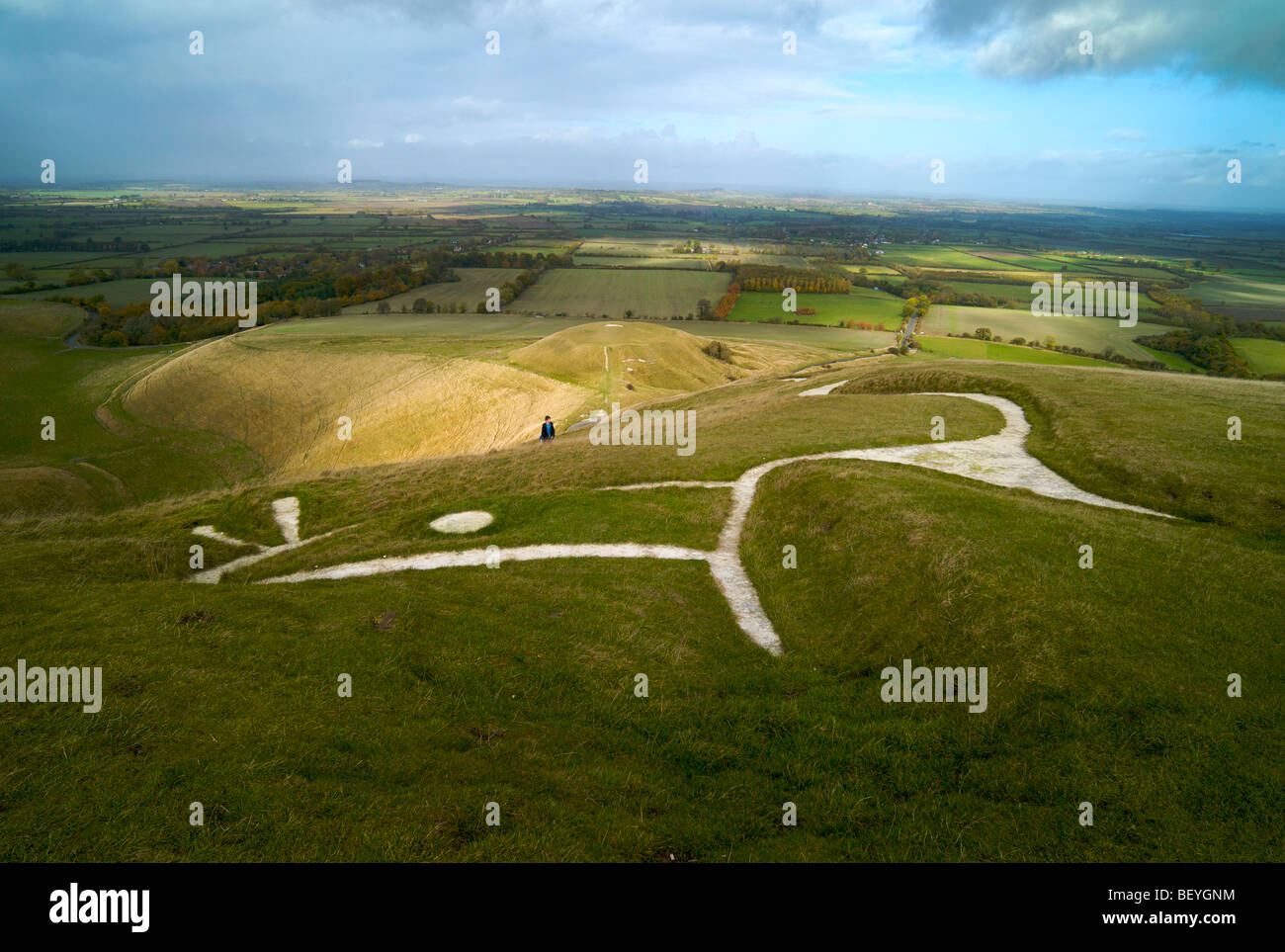 Le cheval blanc à Uffington en Angleterre Banque D'Images