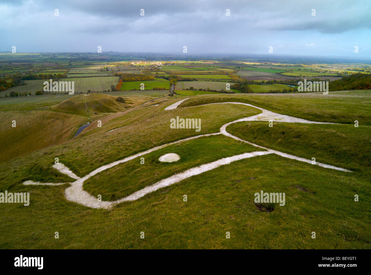 Le cheval blanc à Uffington en Angleterre Banque D'Images