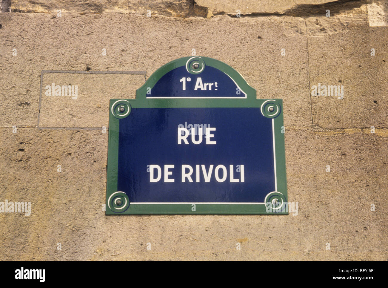 Europe France Paris Rue de Rivoli Street Sign Banque D'Images