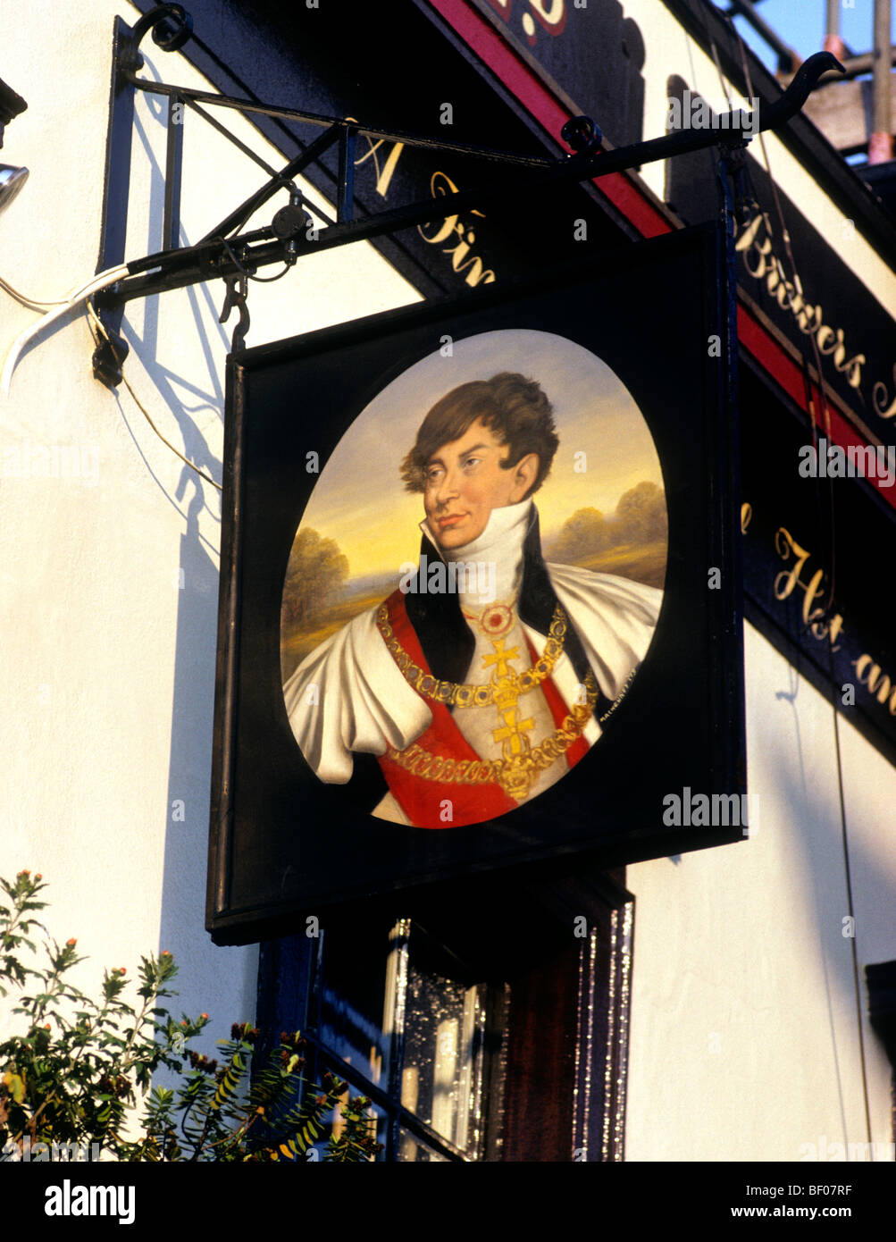 King George Inn pub 4ème signe, Londres SW7 affichage en anglais conseils conseil portrait Angleterre UK public maison maisons locaux autorisés Banque D'Images