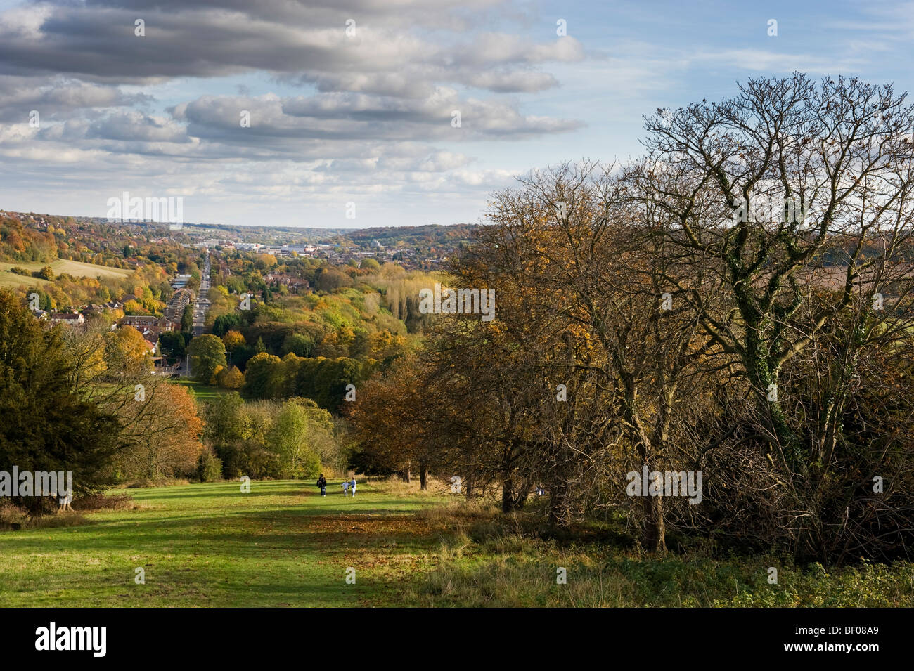 Chilterns paysage rural de la municipalité de West Wycombe hill vers High Wycombe Buckinghamshire UK Banque D'Images