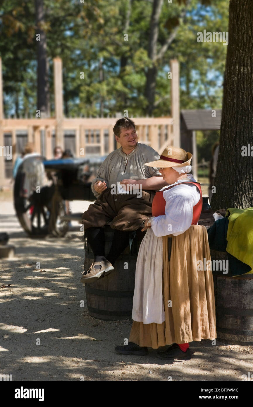 Les gens de robe historique, Fort James, Jamestown Settlement, Jamestown, en Virginie, USA Banque D'Images