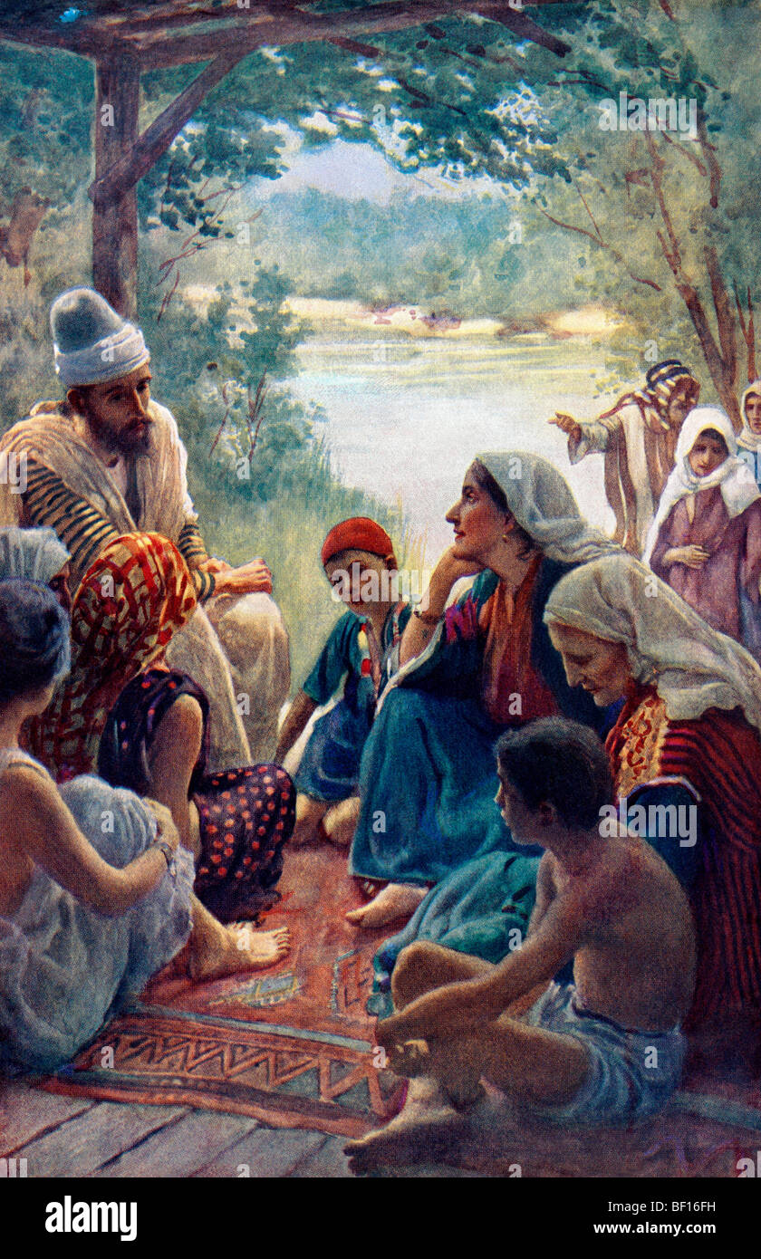 Peinture de Lydie de Thyatire avec l'Apôtre Paul acte des Apôtres par Harold Copping Banque D'Images