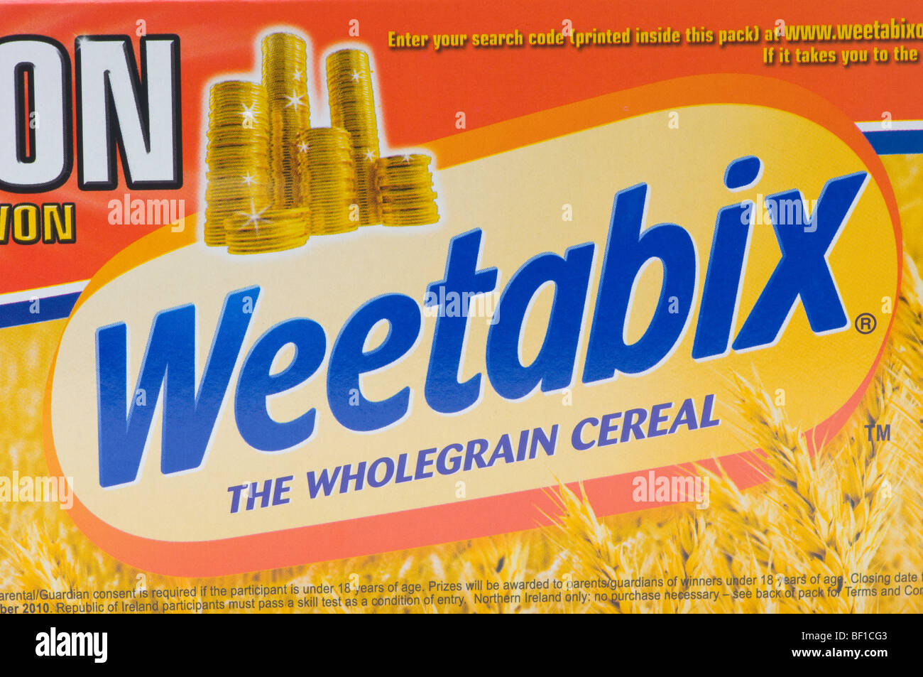 Logo Weetabix weetabix de boîte de céréales à déjeuner à grains entiers de nourriture Banque D'Images