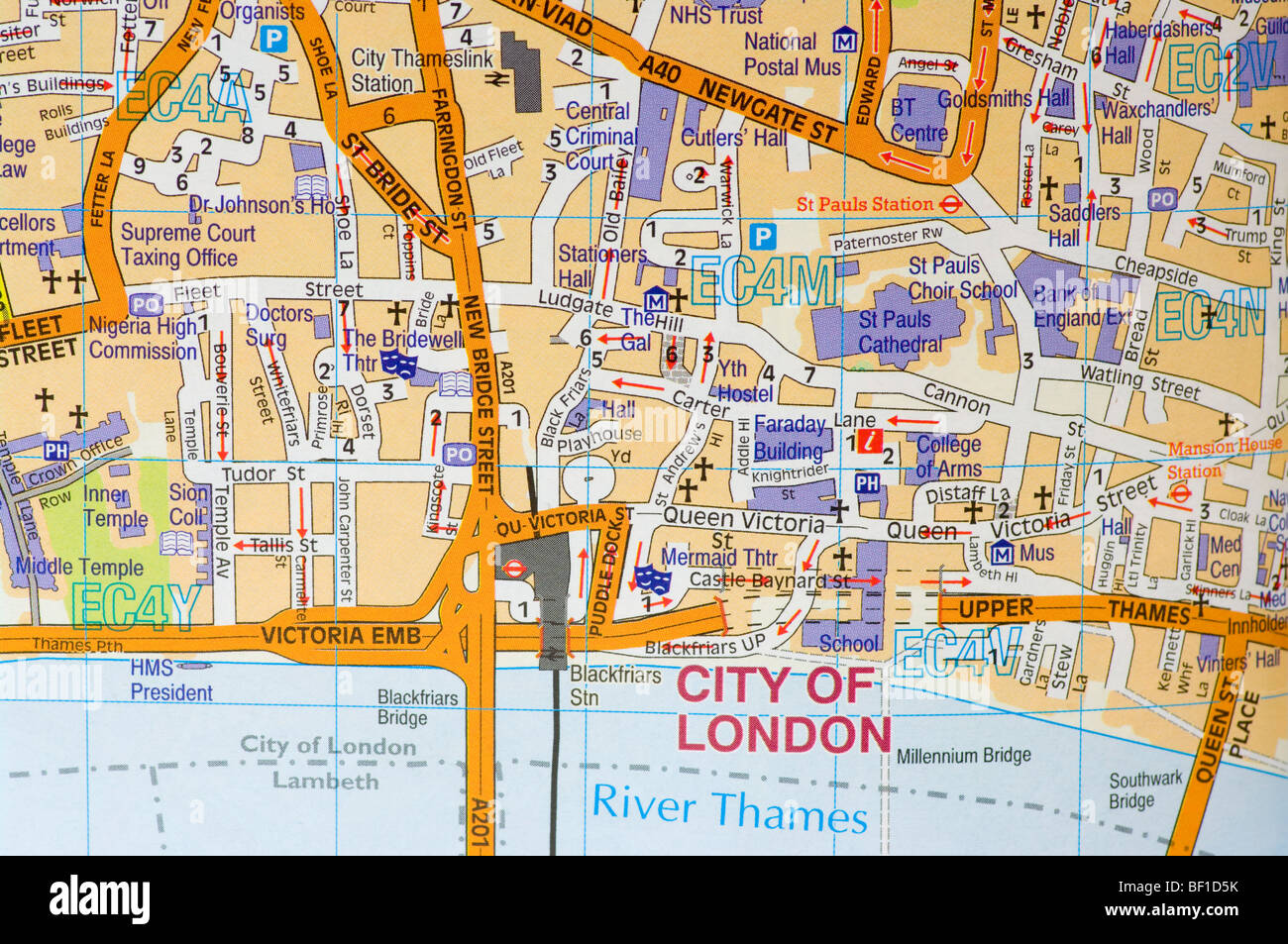 Carte routière de la rue de la ville de Londres, UK Banque D'Images