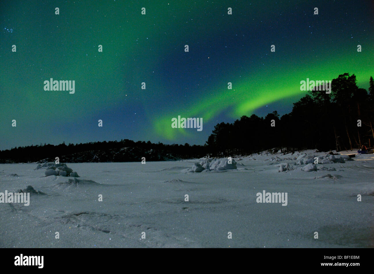 Aurora Borealis, lumière polaire, la Polarlight, Polar aurora, mer Blanche, la Russie, la Carélie Banque D'Images
