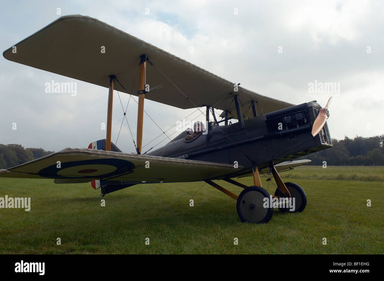 Dans un pilote de Spitfire, Popham airfield, Grande-Bretagne. Banque D'Images