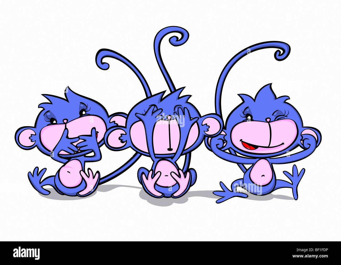 Trois souris faisant des gestes ludiques de dessin animé Banque D'Images