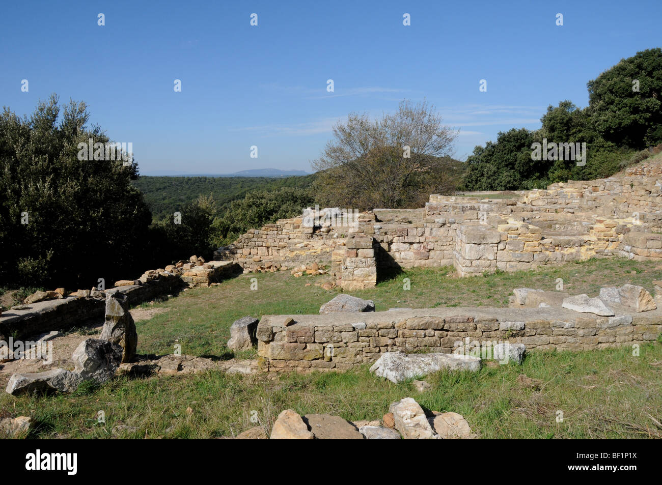 Les vestiges des bains romains à l'Oppidum de Gaujac dans le gard au sud de la France. Banque D'Images