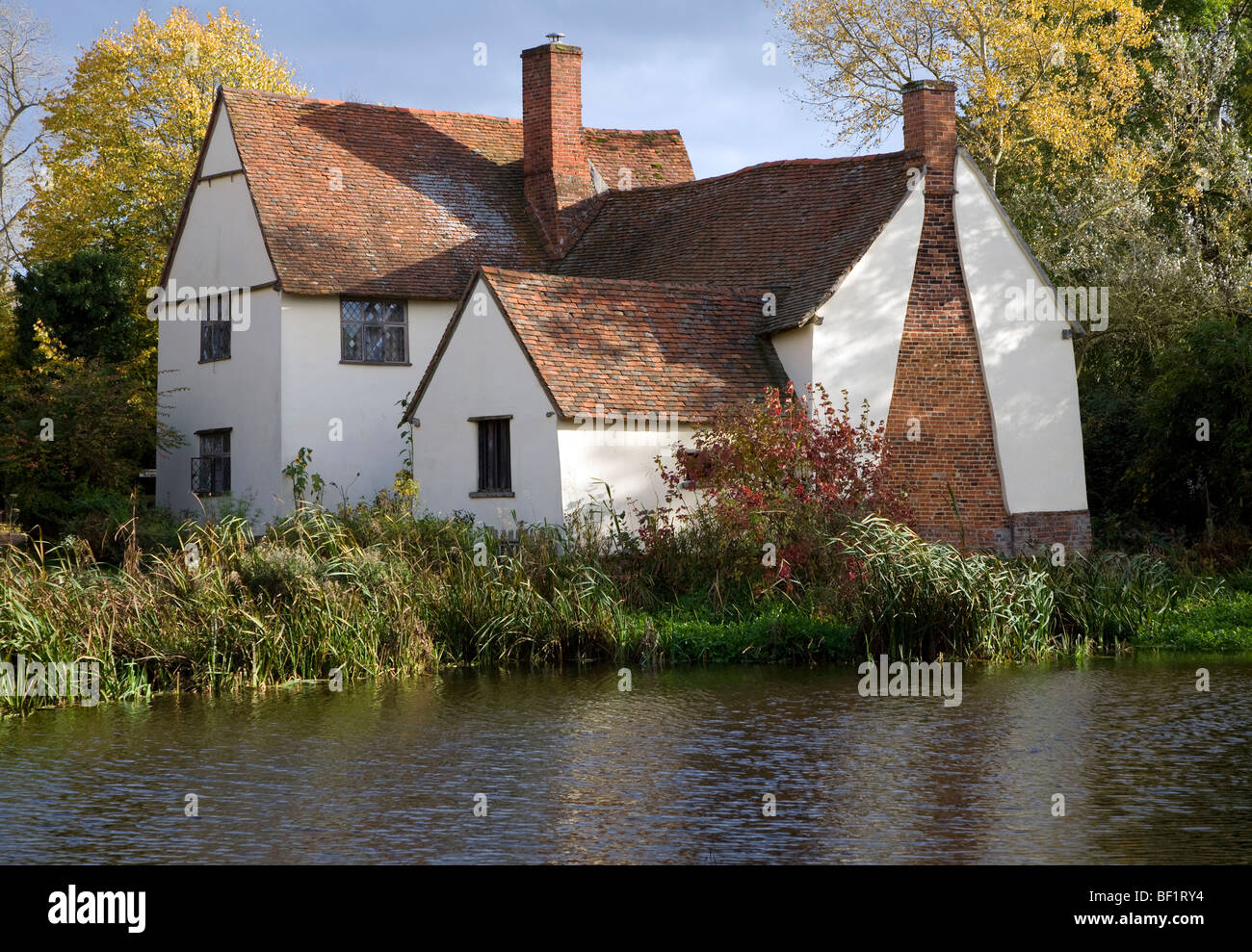 Willy Lott Lott's Cottage Chambre moulin de Flatford, Dedham Vale, East Bergholt, dans le Suffolk, Angleterre, Royaume-Uni Banque D'Images