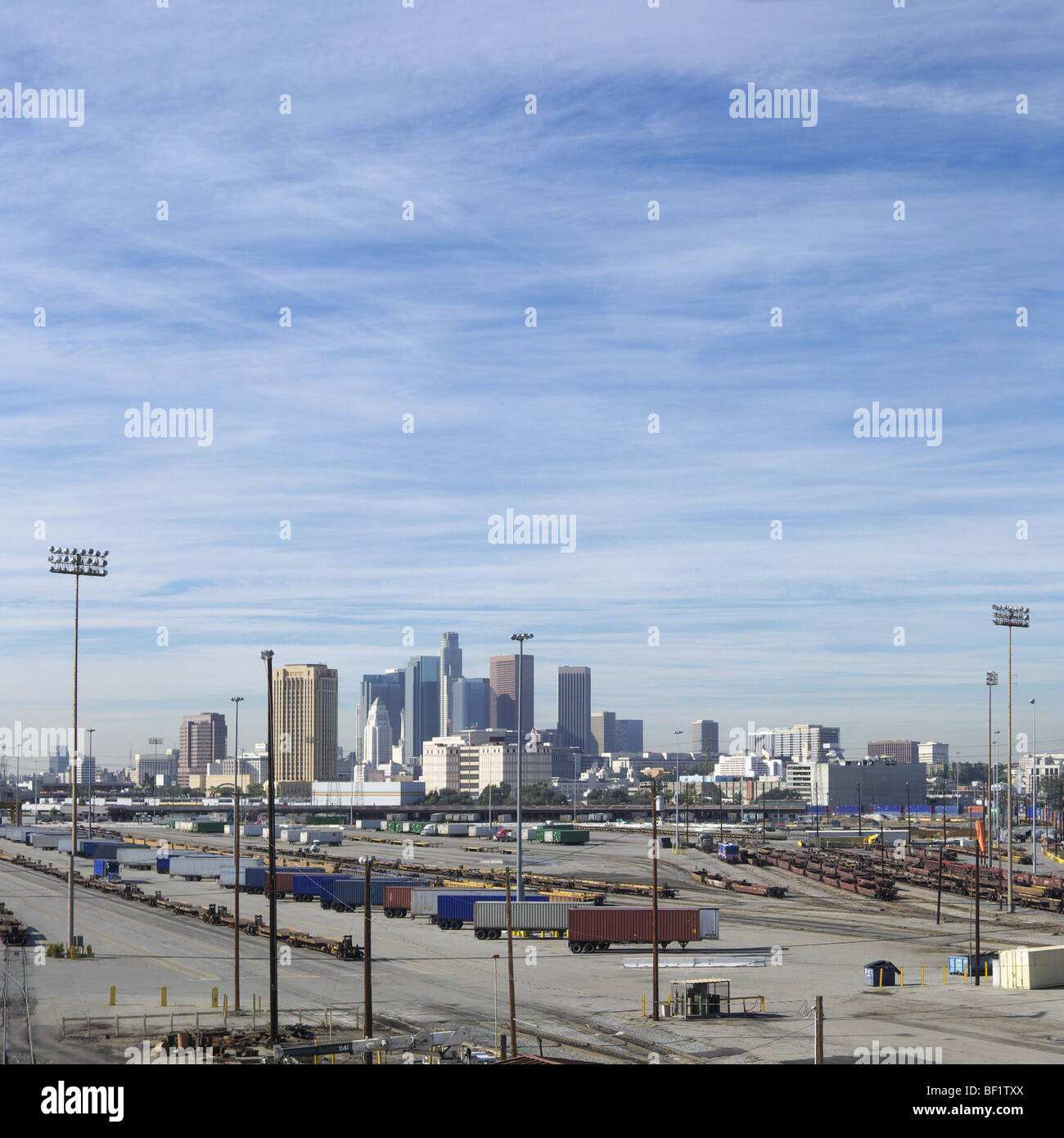 Point de vue panoramique sur le centre-ville de Los Angeles : Banque D'Images