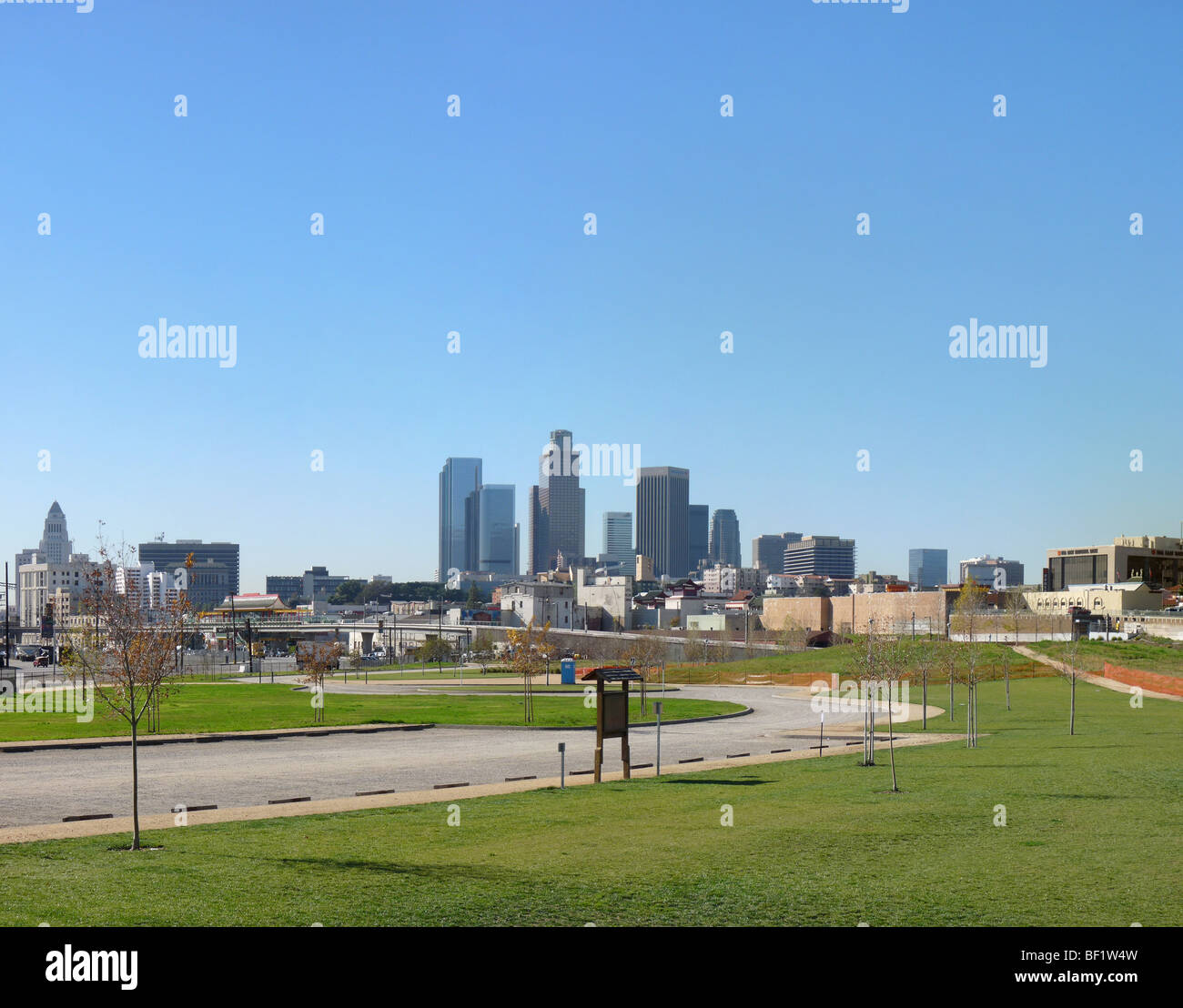 Point de vue panoramique sur le centre-ville de Los Angeles : Banque D'Images