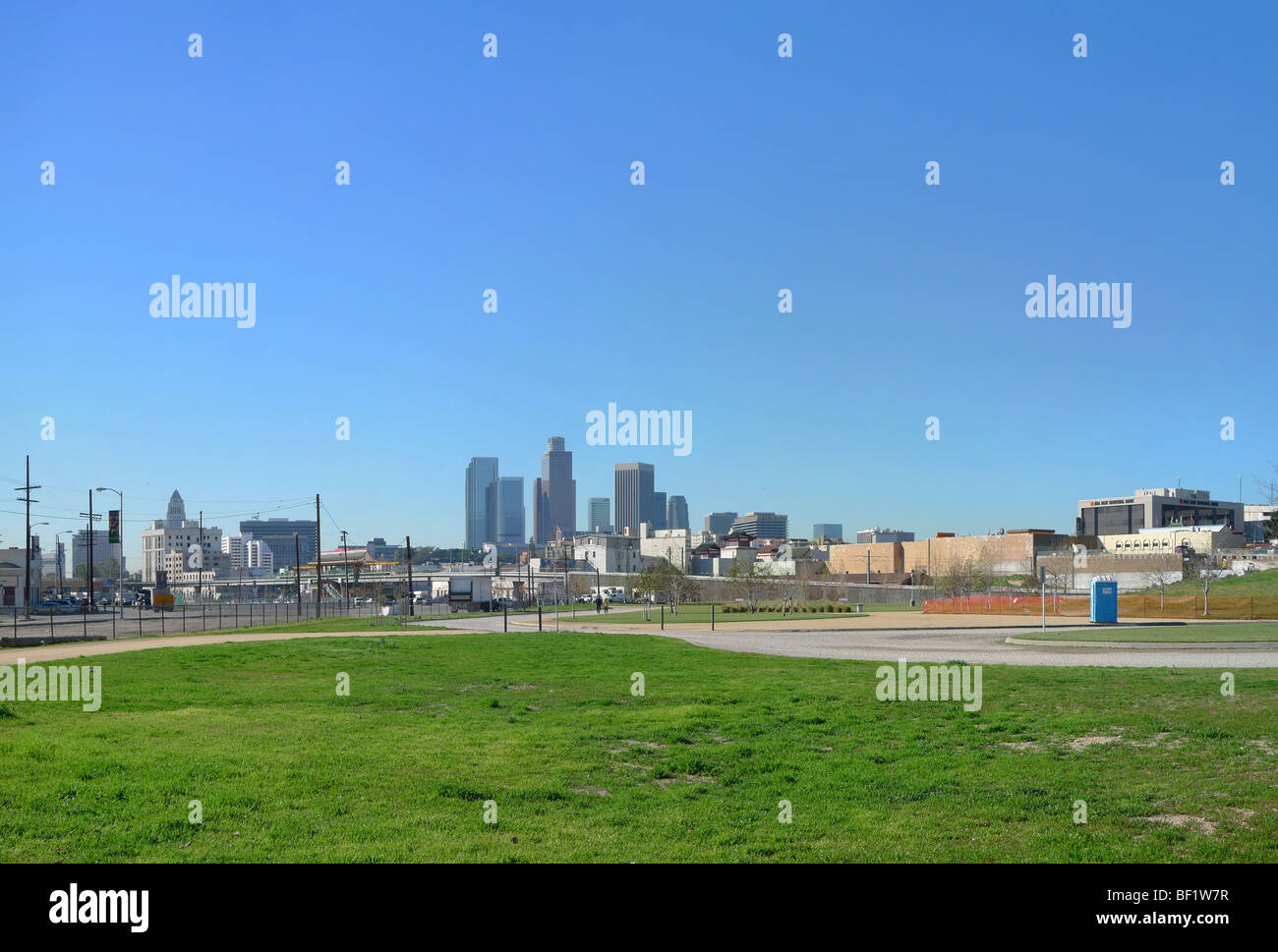 Point de vue panoramique sur le centre-ville de Los Angeles : Banque D'Images