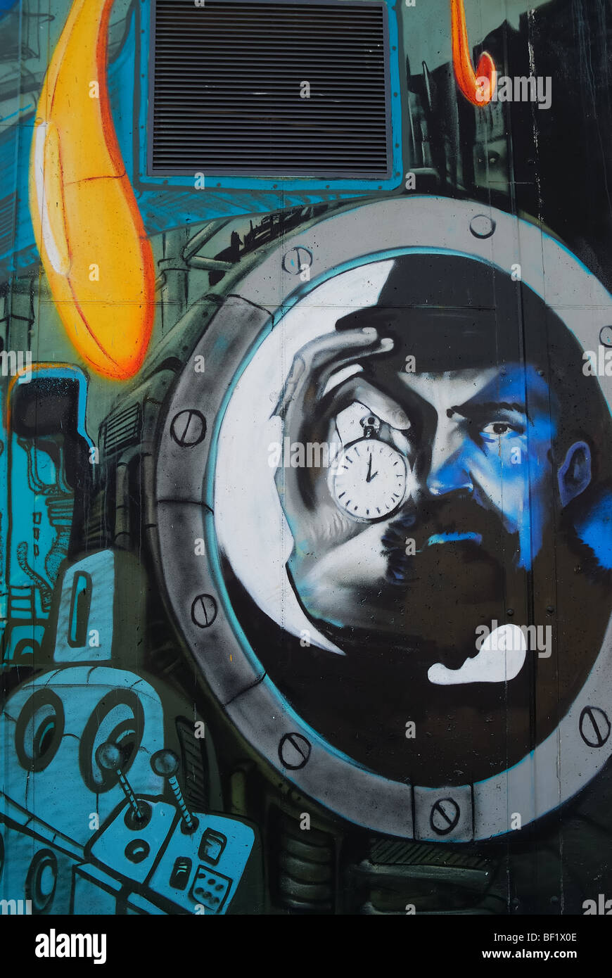 Padoue,Italie,une peinture murale représentant le capitaine Nemo sur le Nautilus Banque D'Images