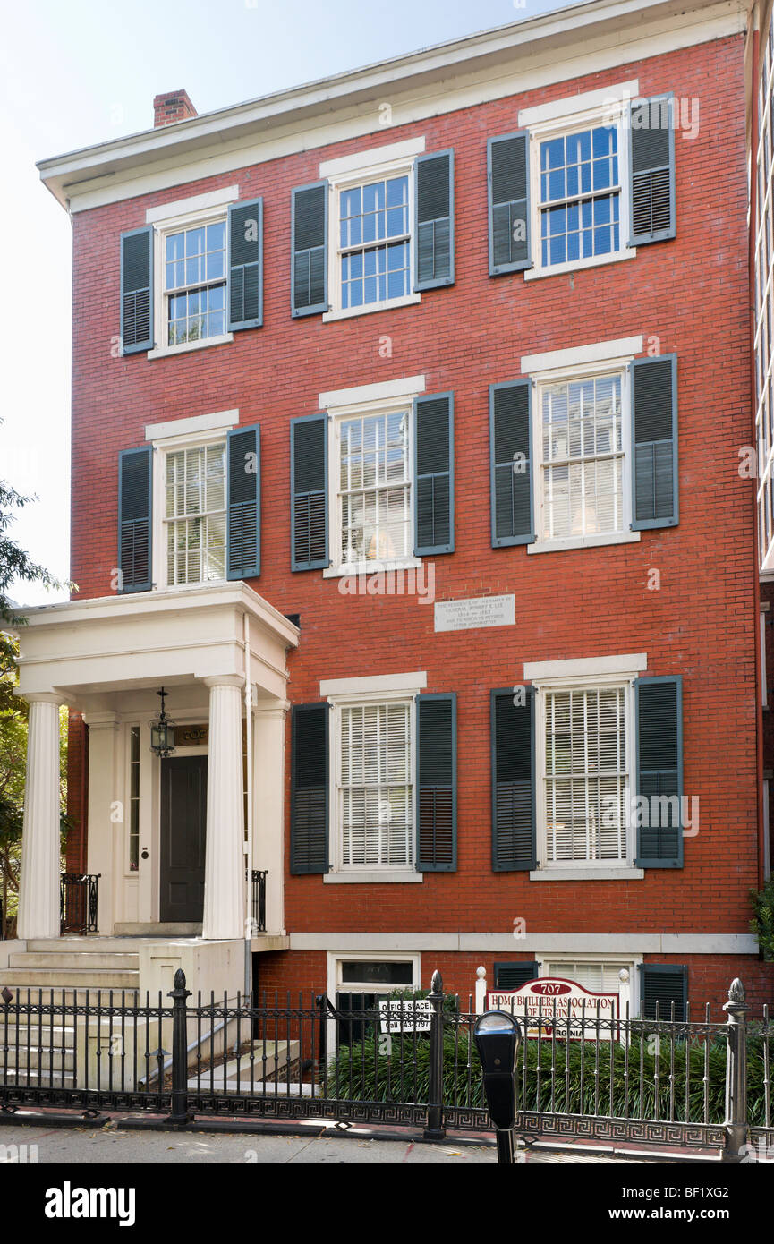 La maison Stewart-Lee où le général Robert E Lee's famille a vécu pendant la guerre civile, Franklin Street, Richmond, Virginia, USA Banque D'Images