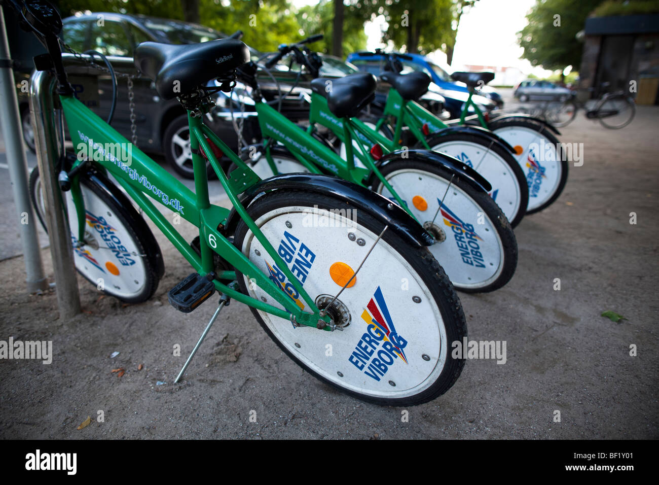 Vélo de ville pour les touristes à Viborg, Danemark. Banque D'Images