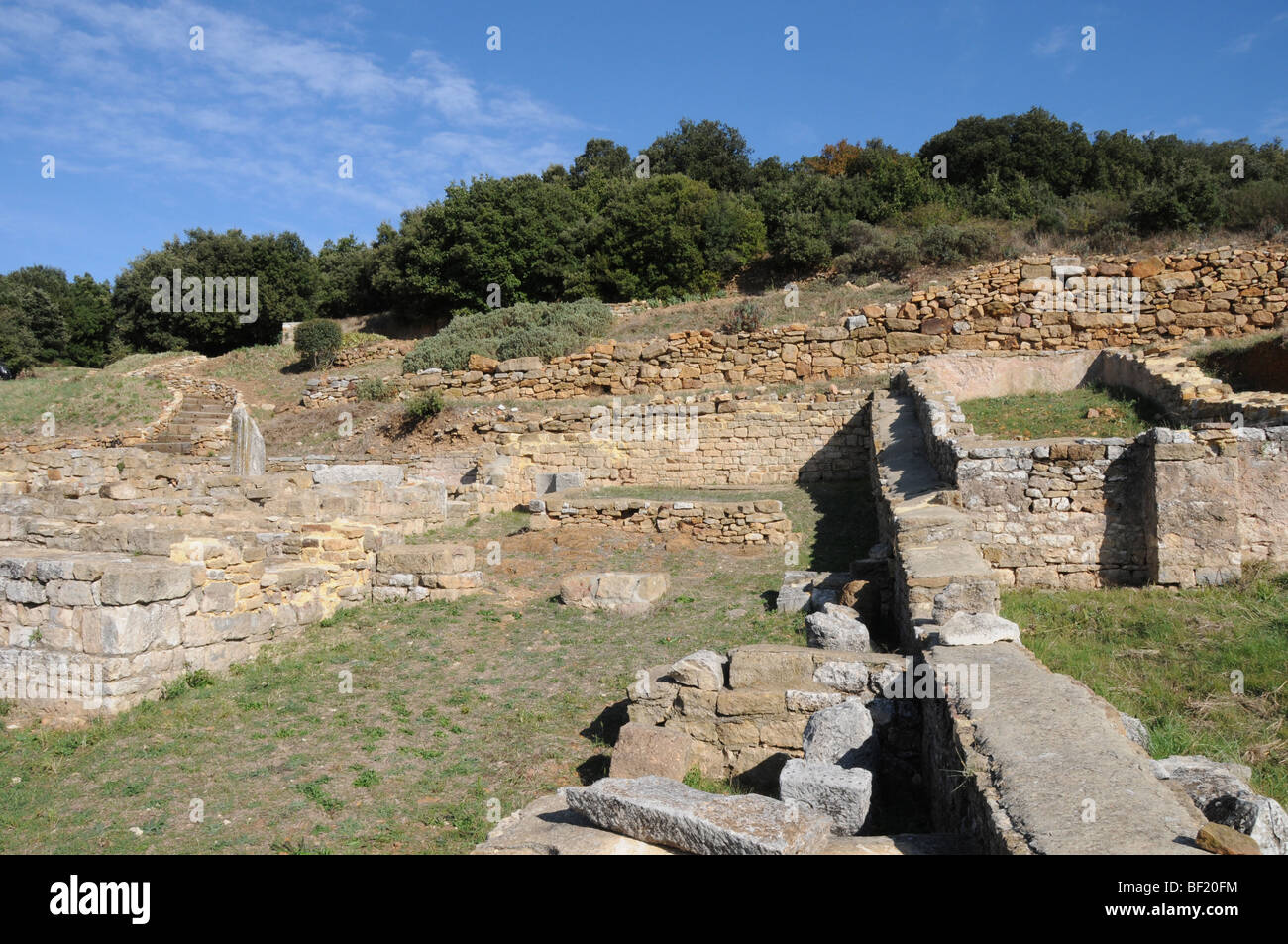 Les vestiges des bains romains à l'Oppidum de Gaujac dans le gard au sud de la France. Banque D'Images