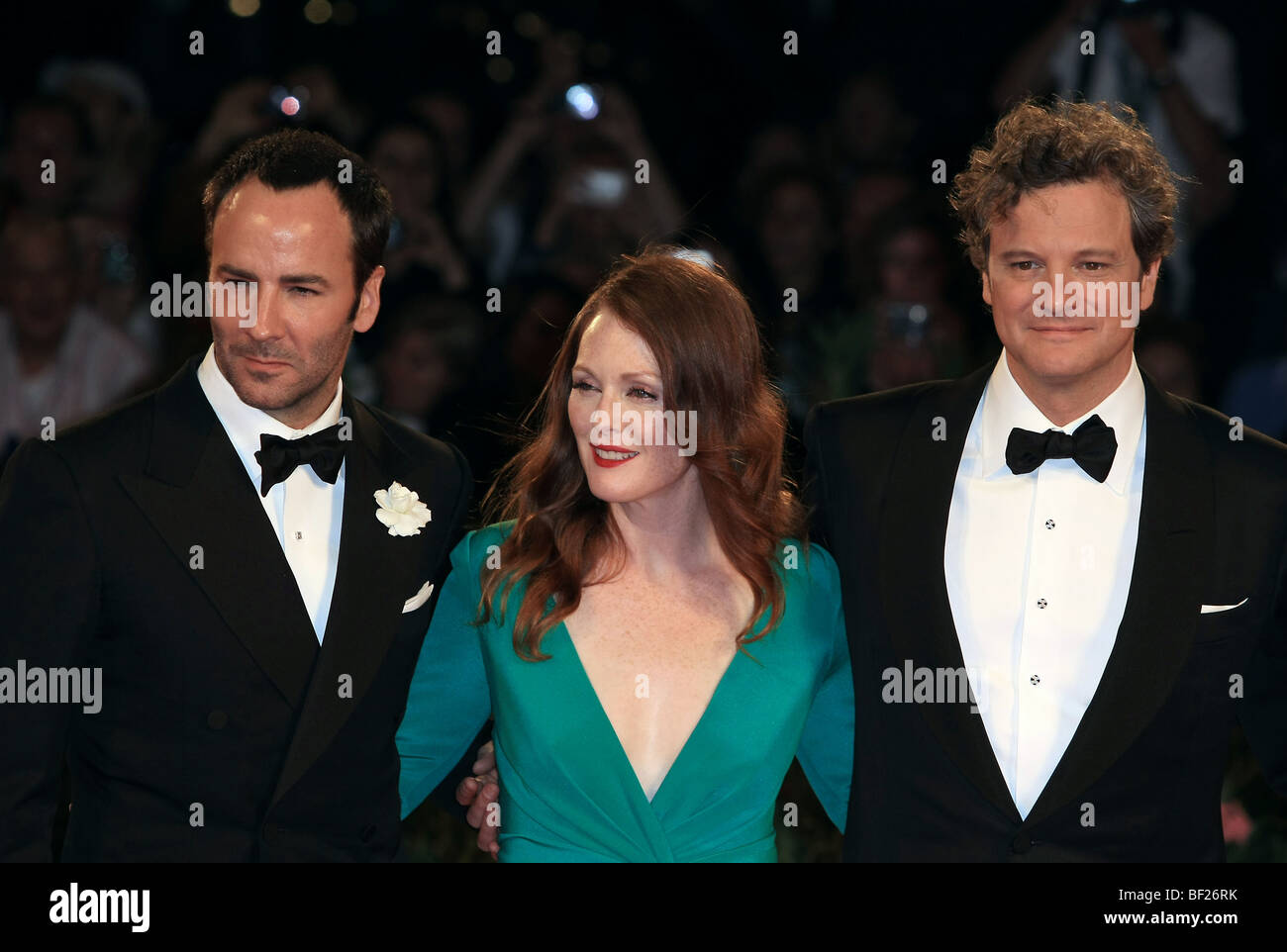 TOM FORD COLIN FIRTH JULIANNE MOORE UN SEUL HOMME.premiere.66ème FESTIVAL DU FILM DE VENISE Venise ITALIE 11 Septembre 2009 Banque D'Images