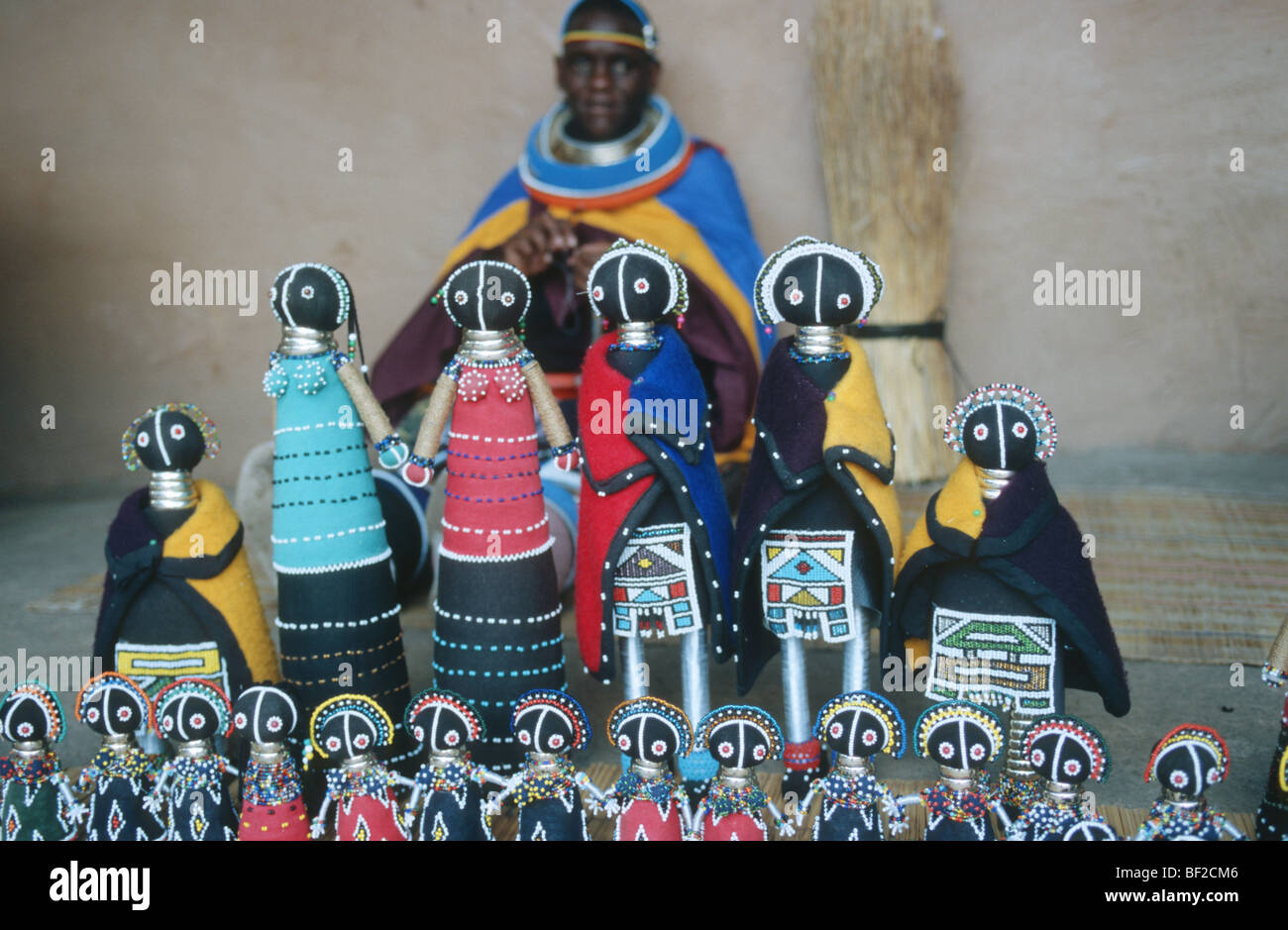 Cordon traditionnel travail de poupées, Province du Nord-Ouest, Afrique du Sud Banque D'Images