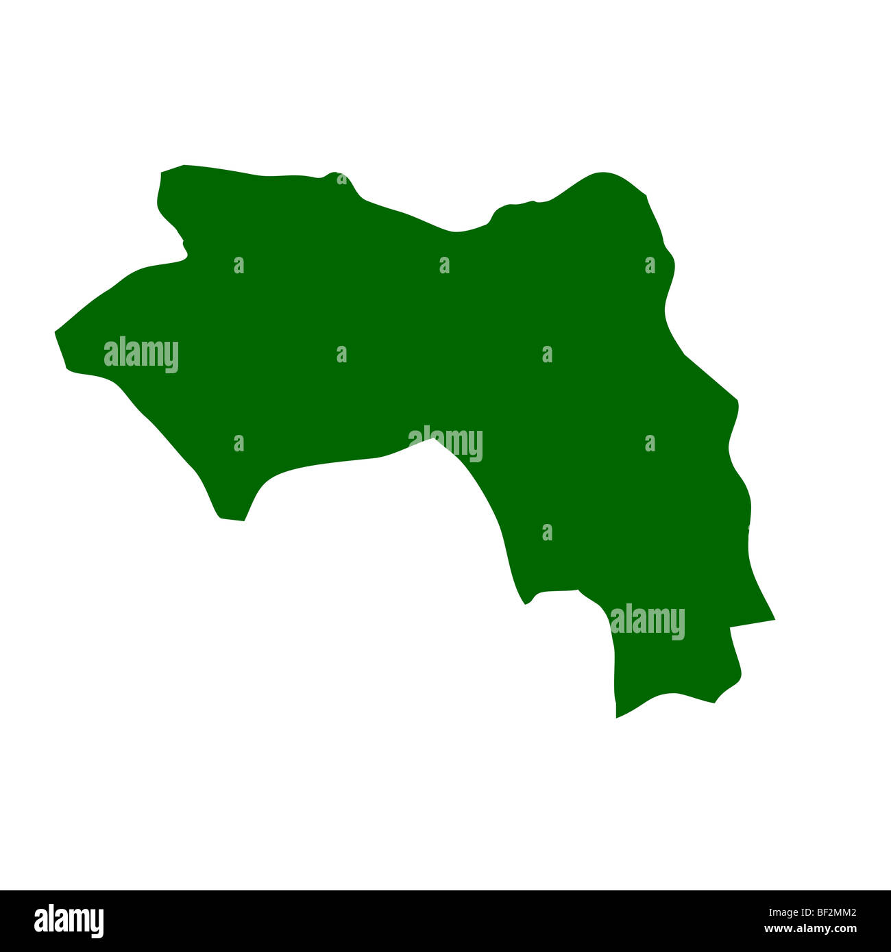 Carte de Guinée isolé sur fond blanc avec chemin de détourage. Banque D'Images