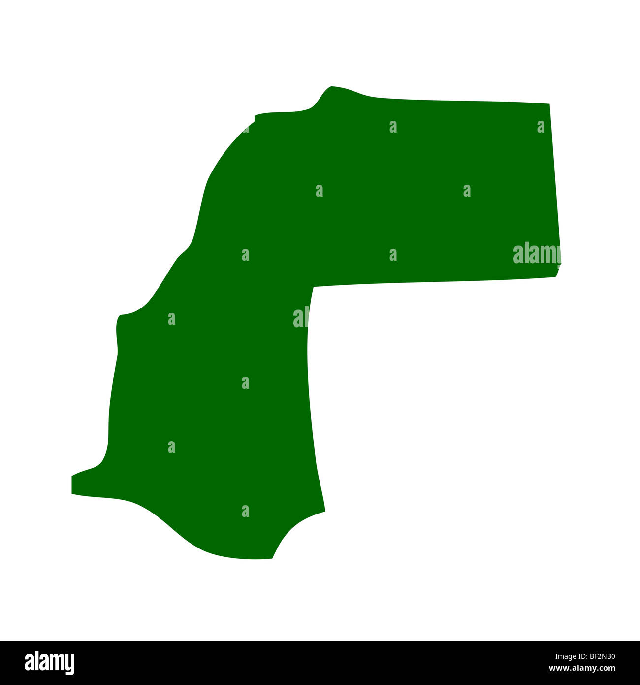 Contour plan du Sahara occidental isolé sur fond blanc avec chemin de détourage. Banque D'Images