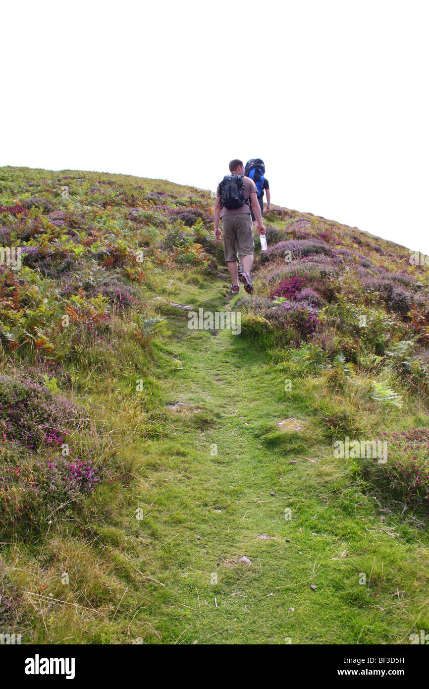 La randonnée, Rhossili Bay, la péninsule de Gower, au Pays de Galles Banque D'Images