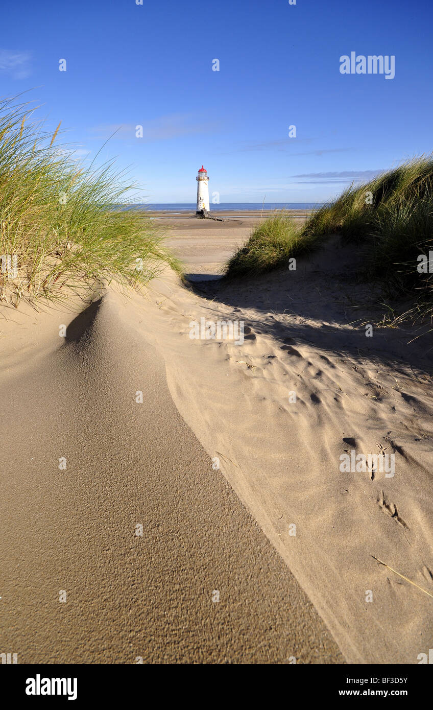 Point de phare de Talacre à Ayr, dans le Nord du Pays de Galles Banque D'Images