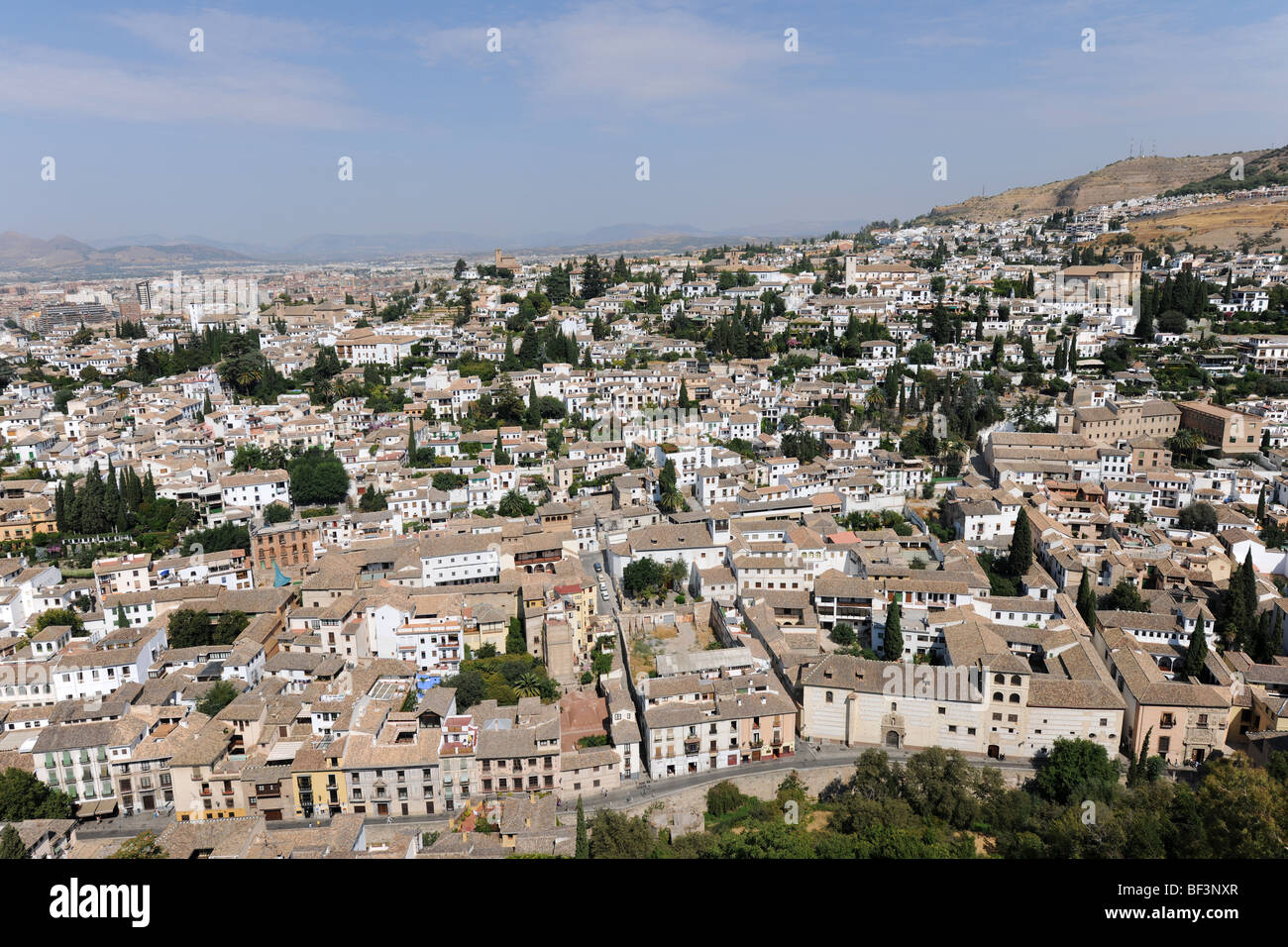 Vue sur l'Albaicin de Grenade de l'Alcazaba, l'Alhambra, Grenade, Andalousie, Espagne Banque D'Images