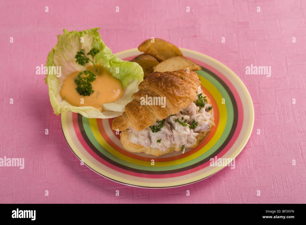 High angle view of a croissants farcis au thon Banque D'Images