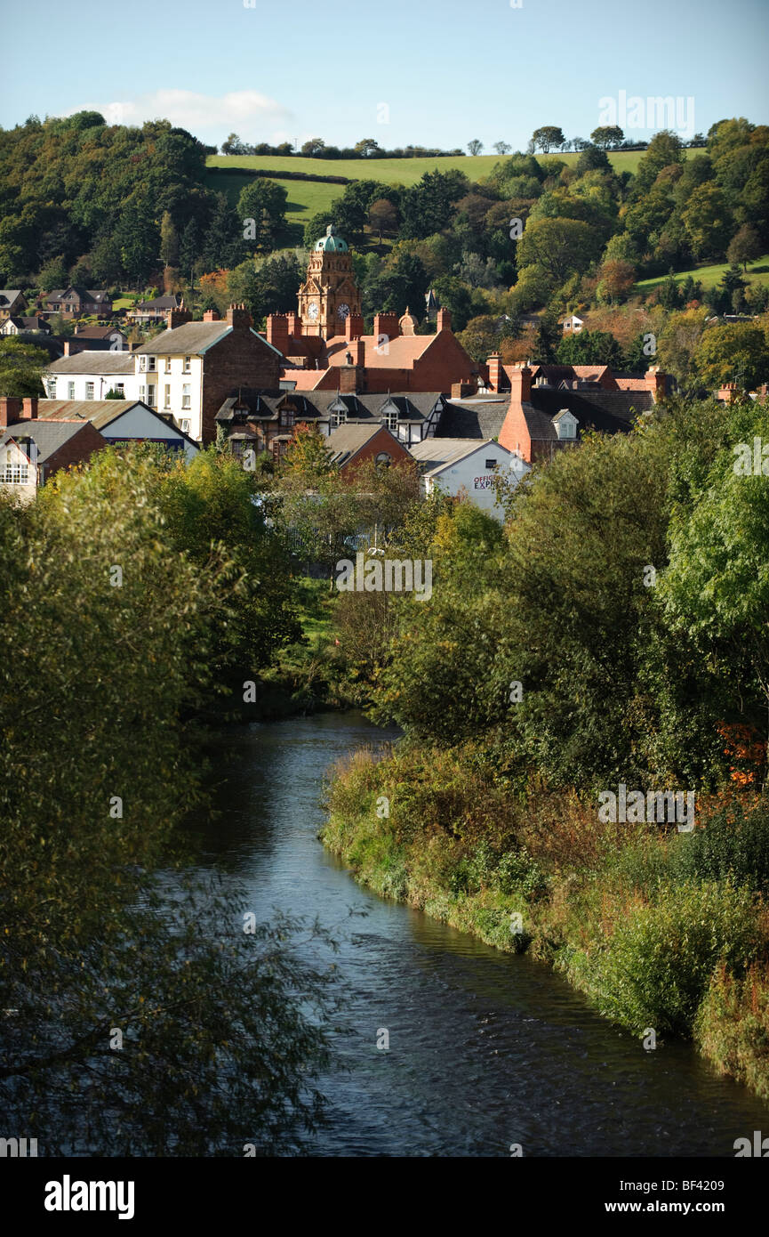 Après-midi d'automne - La rivière Severn qui circule dans Newtown , Powys, Pays de Galles UK Banque D'Images