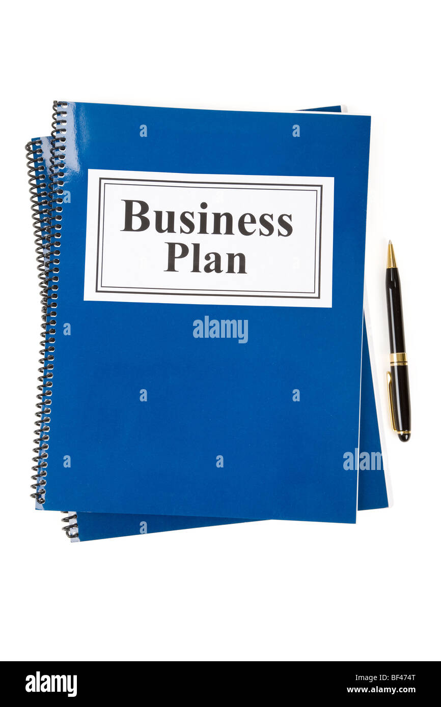 Plan d'affaires et de stylo avec fond blanc Banque D'Images