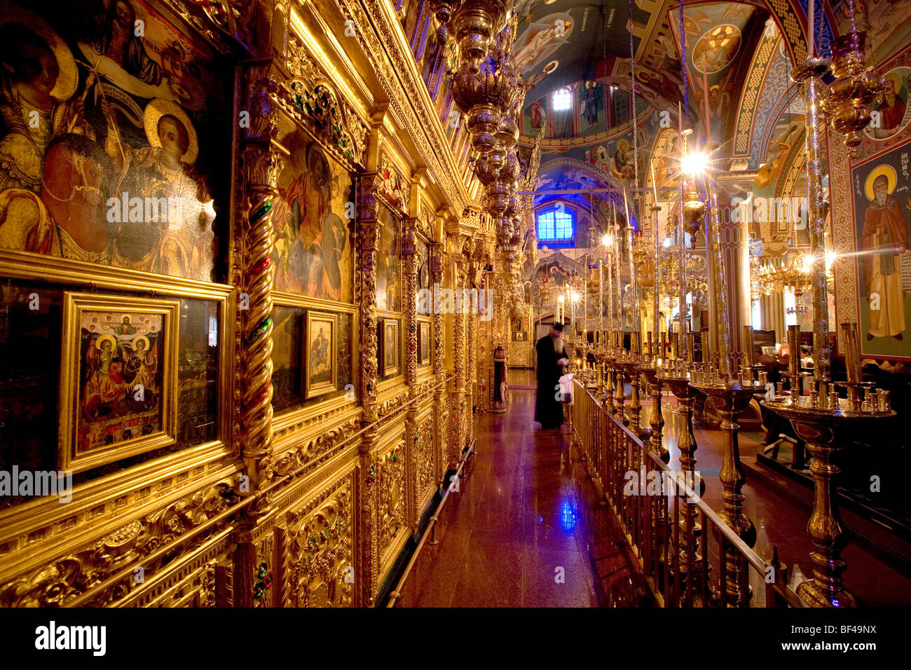 Royal monastère de Kykkos, cour, monastère orthodoxe, Icônes, Mosaïques, Troodos, Chypre, Grèce, Europe Banque D'Images