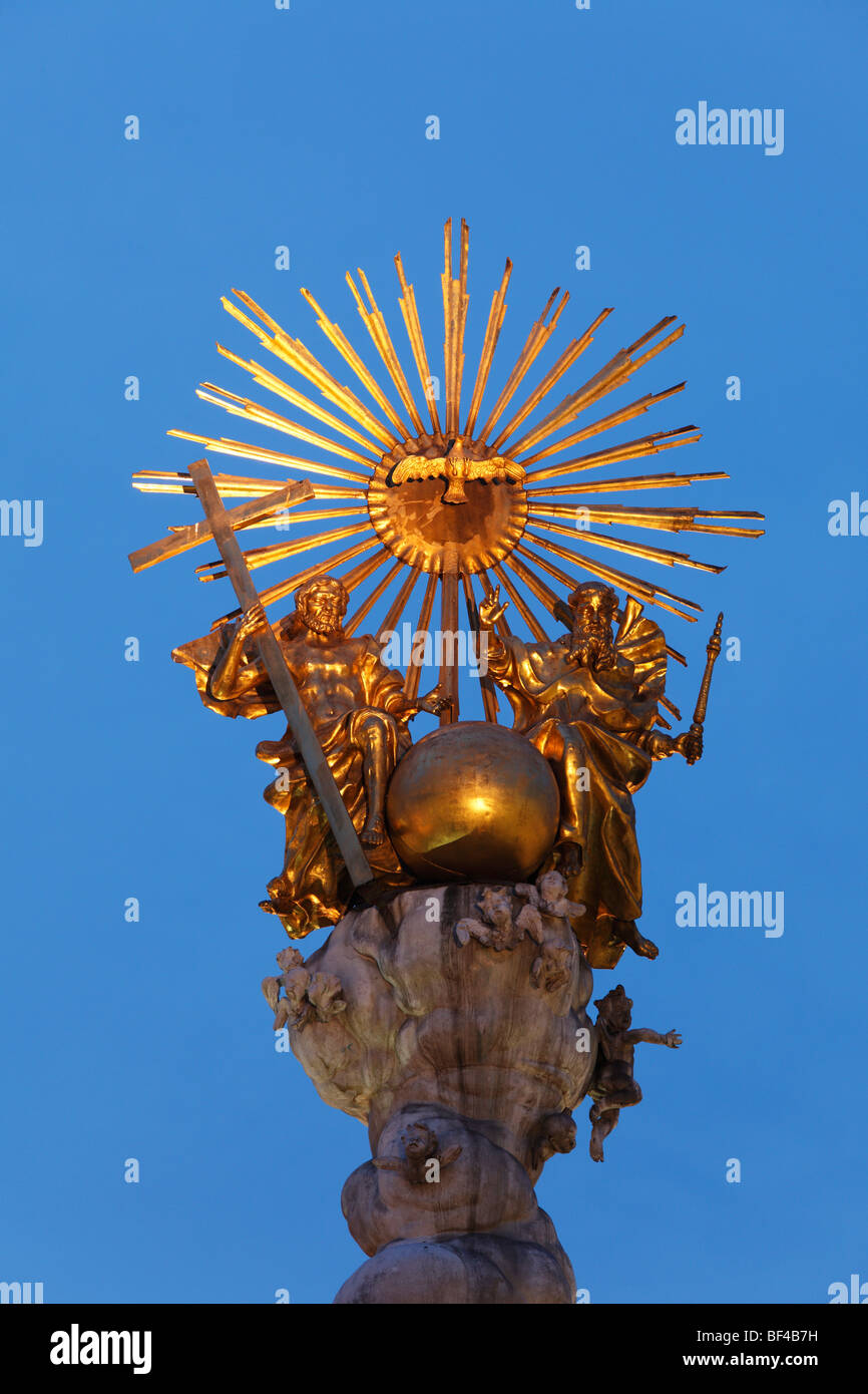 La colonne de la Sainte Trinité, Linz, Haute Autriche, Autriche, Europe Banque D'Images