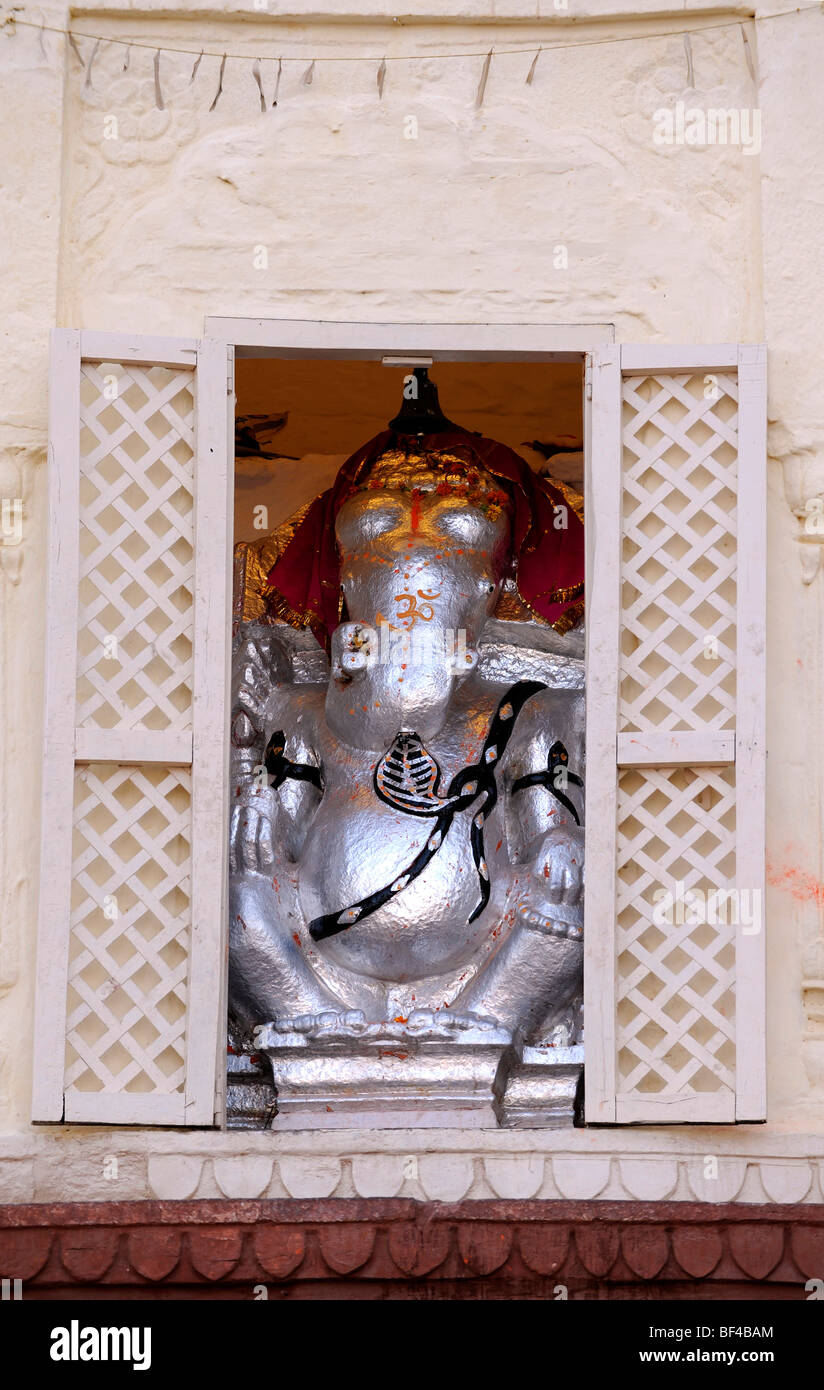 Statue de Ganesha, le dieu Hindou à tête d'éléphant, Fort Mehrangarh, Jodhpur, Rajasthan, Inde du Nord, Inde, Asie du Sud, Asie Banque D'Images