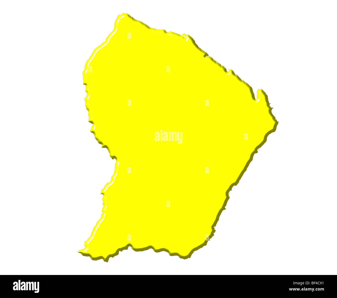 Guyane 3d de la carte avec des couleurs nationales Banque D'Images