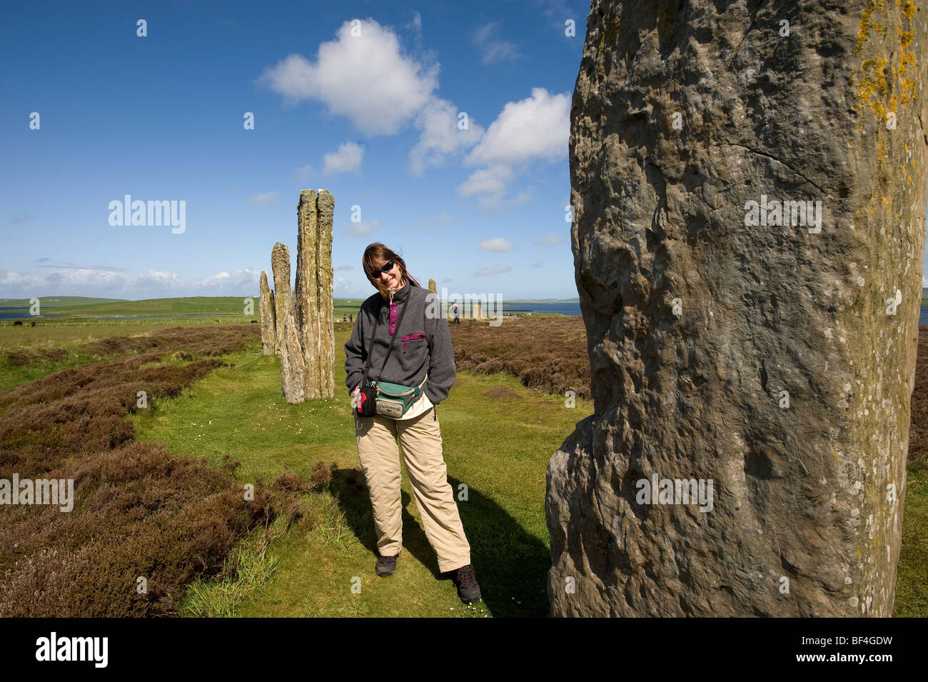 À l'époque néolithique touristiques lieu rituel, anneau de Shetlands, Stromness, Orkney Islands, Scotland, Royaume-Uni, Europe Banque D'Images