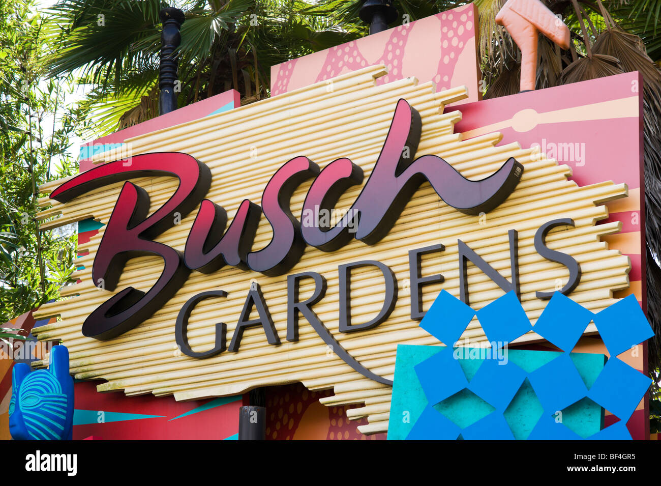Panneau d'entrée à Busch Gardens, Tampa, Florida, USA Banque D'Images